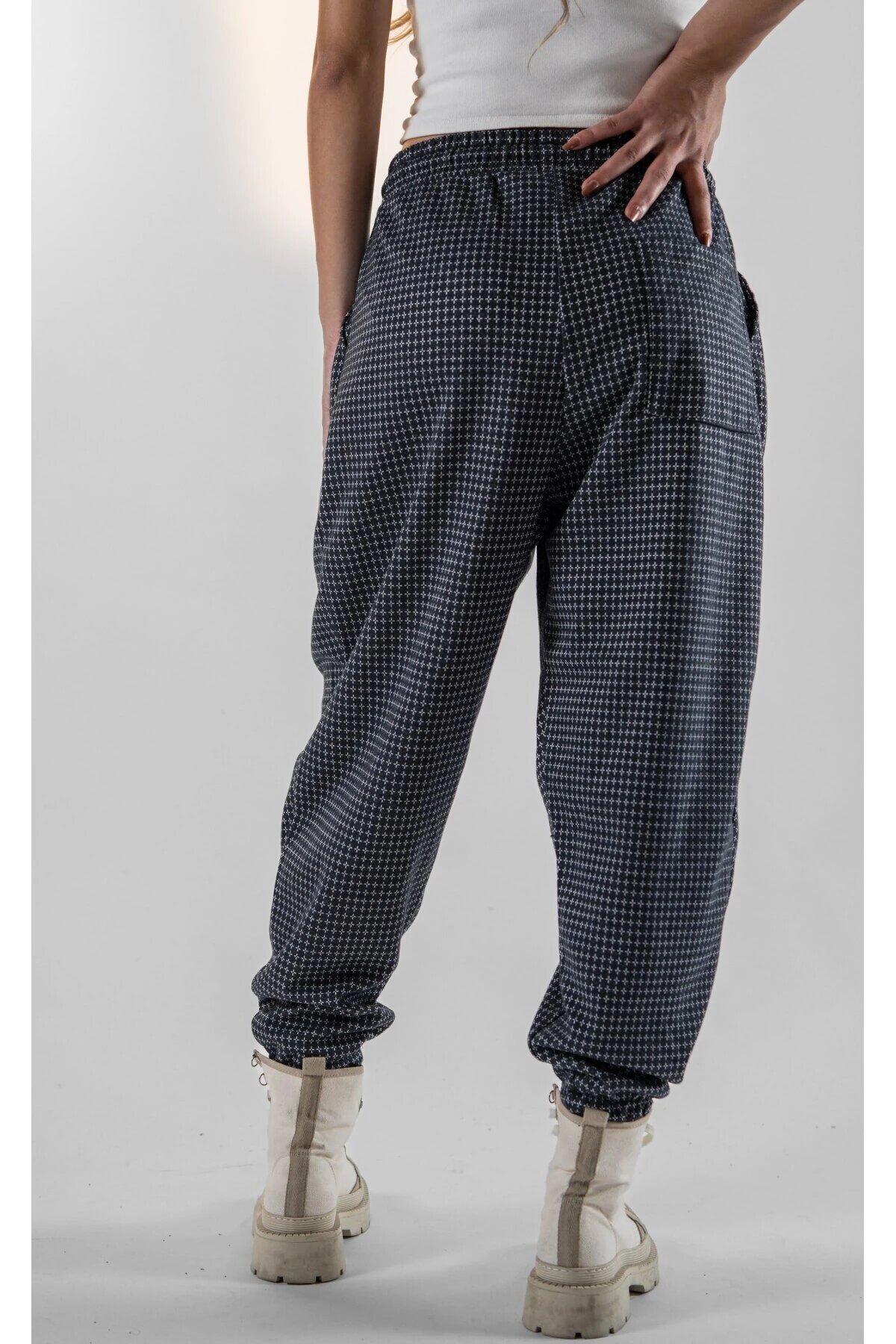 Harem Jacquard Pleated Pants - Black - MEXICO SUPERBLUE