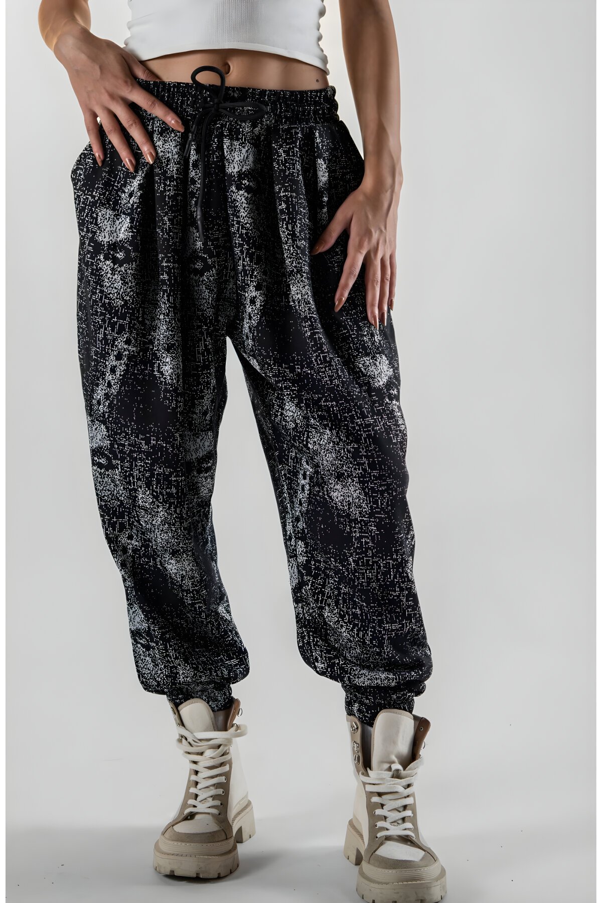 بنطلون شروال أسود جاكار بكسرات - MEXICO SUPERBLUE