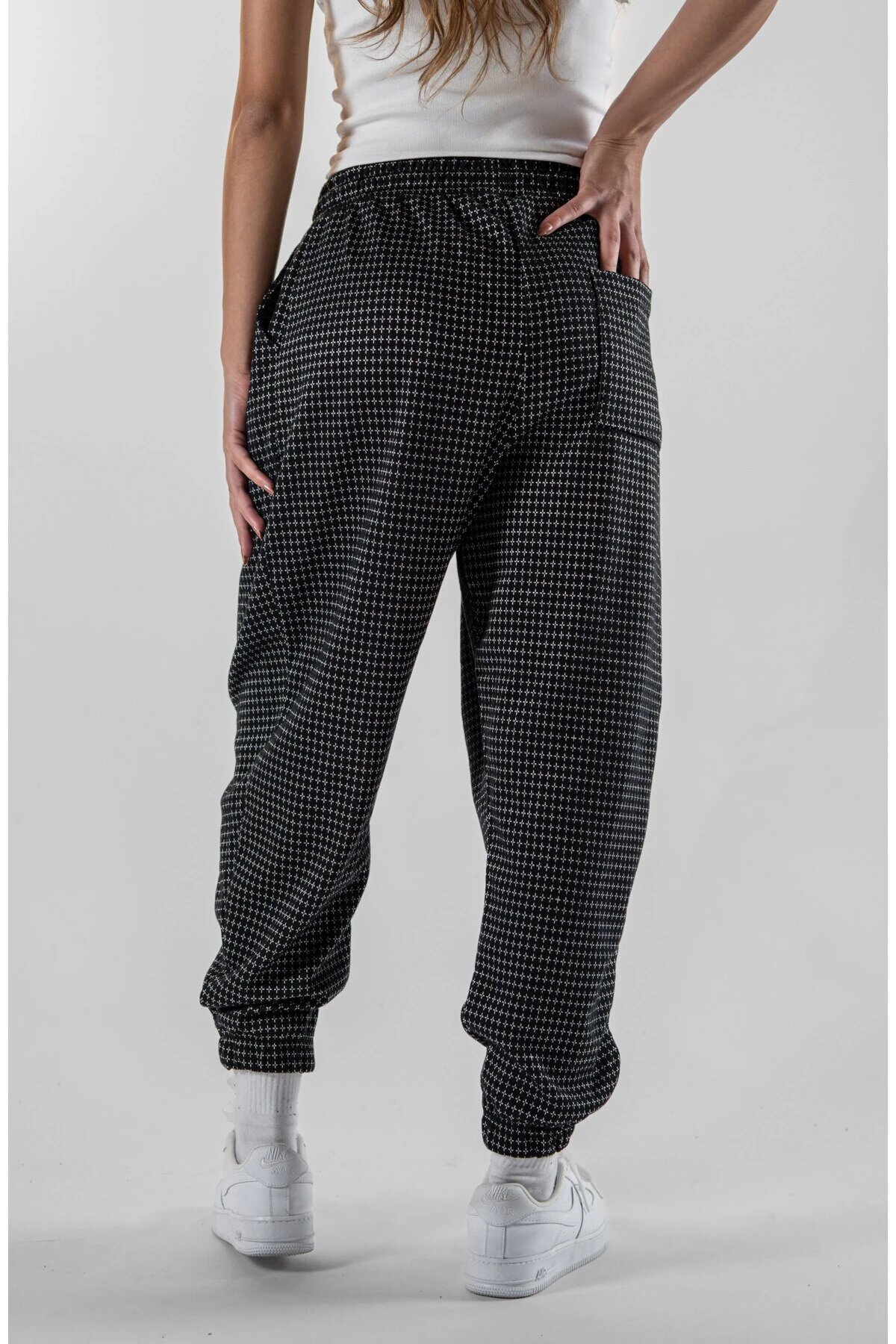 Harem Jacquard Pleated Pants - Black - MEXICO SUPERBLUE