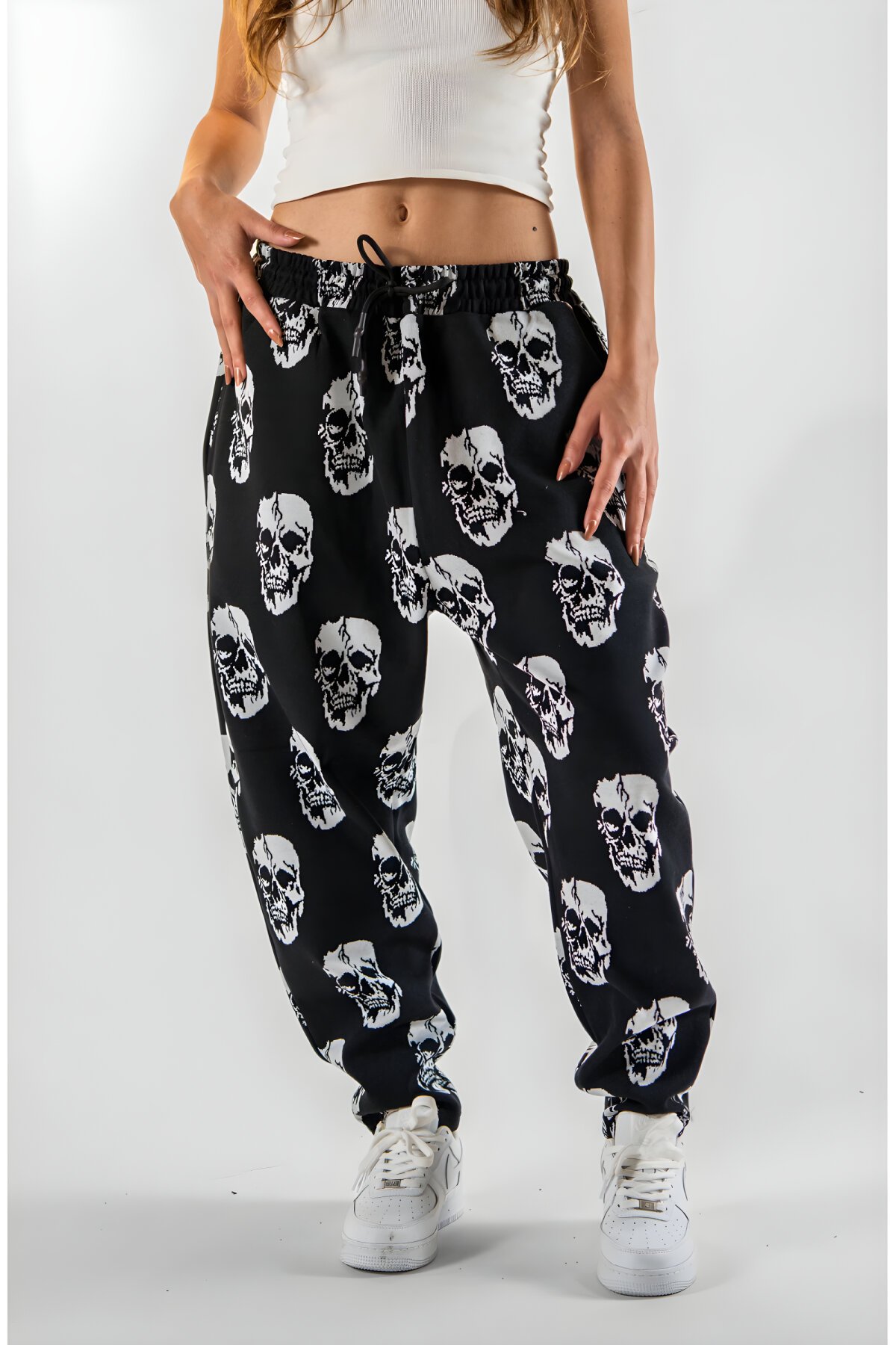 بنطلون باقيت أسود جاكار بنمط جمجمة - MEXICO SUPERBLUE