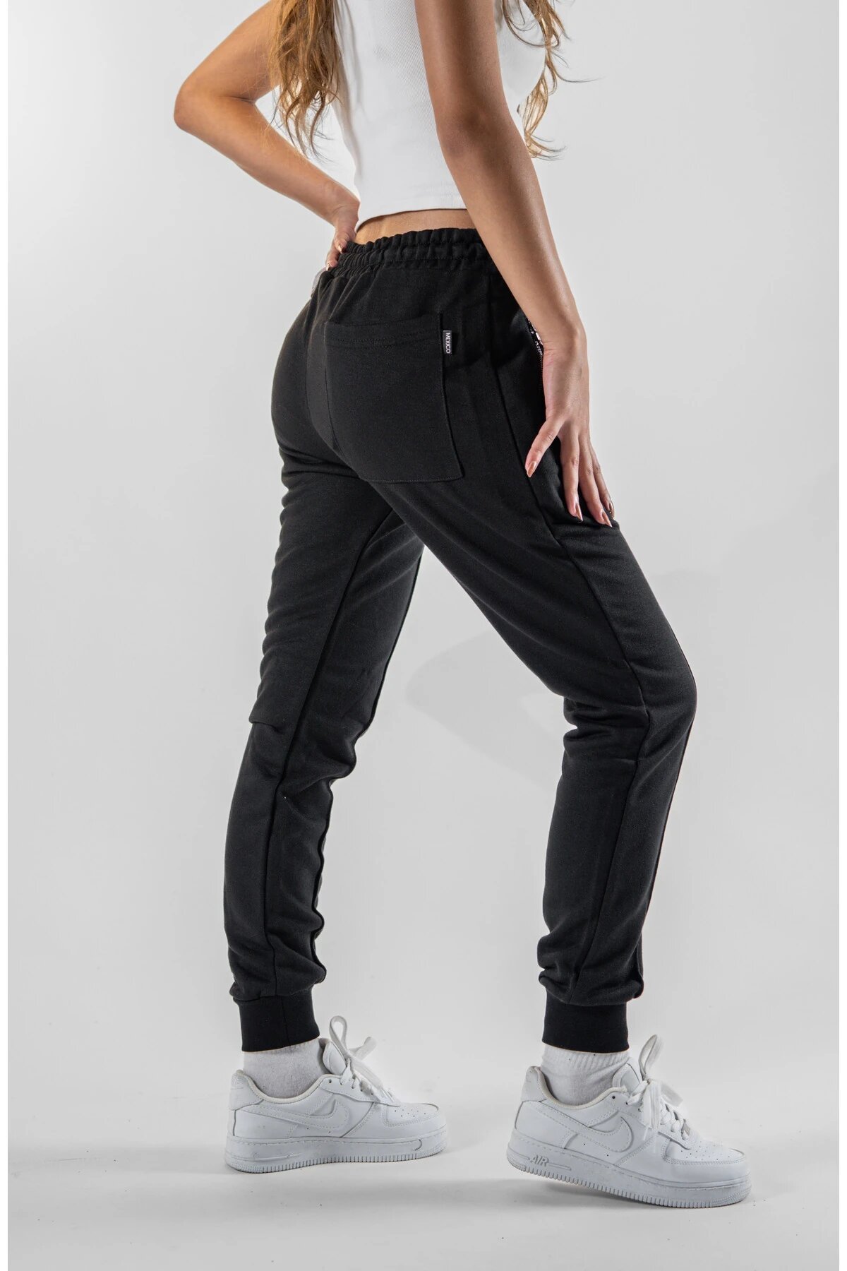 Elasticated Hem Zipper Pocket Jogger Pants - Black - MEXICO SUPERBLUE