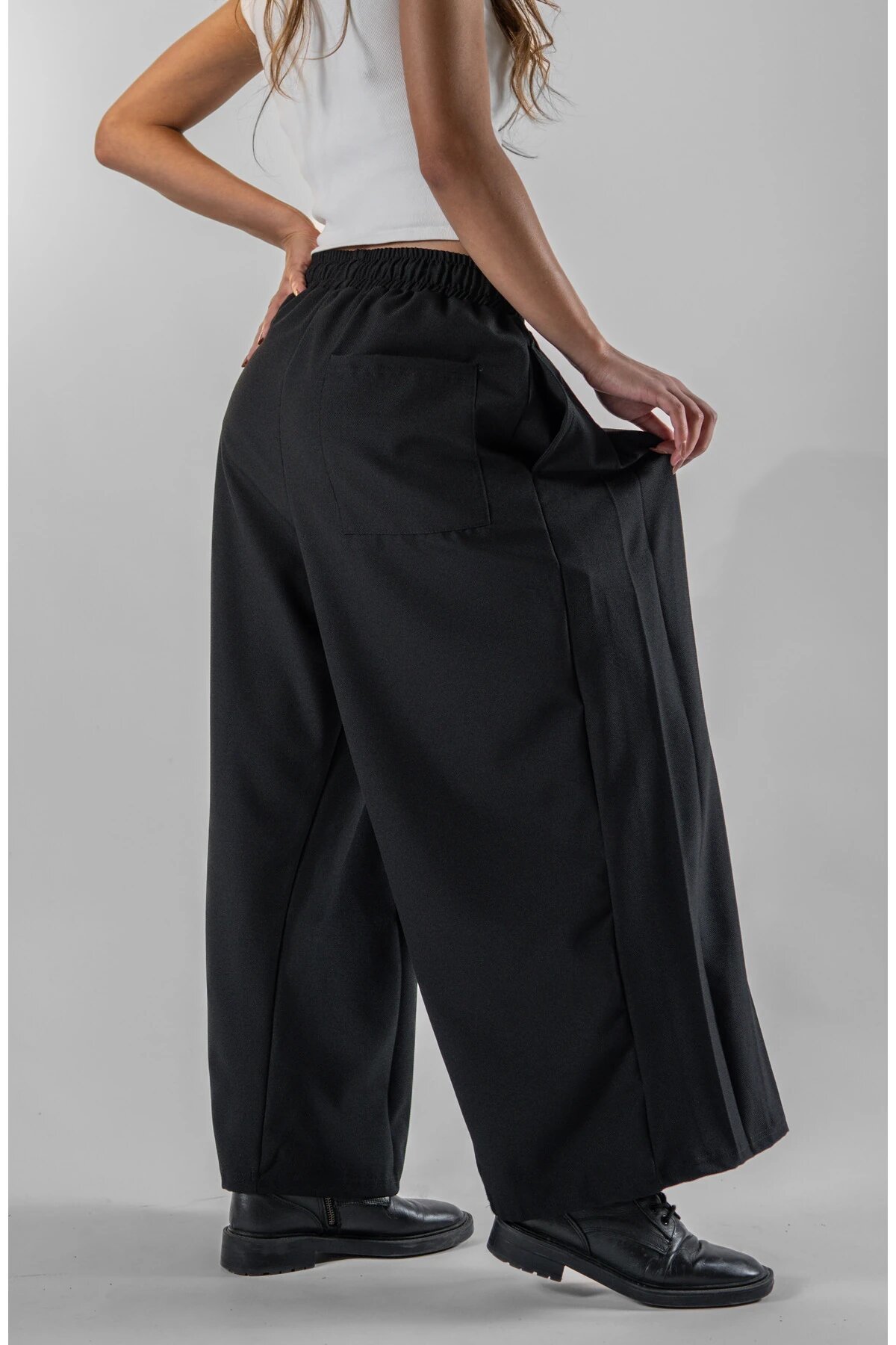 Samurai Design Pleated Pants - Black - MEXICO SUPERBLUE