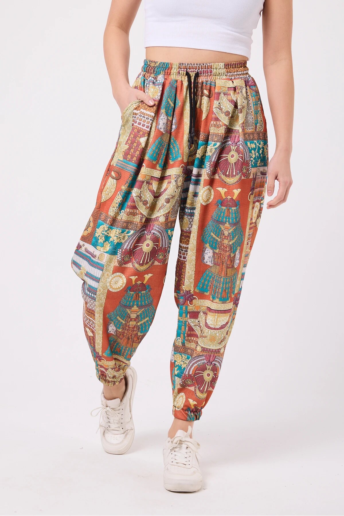 Sport Harem Printed Pants - Orange - MEXICO SUPERBLUE