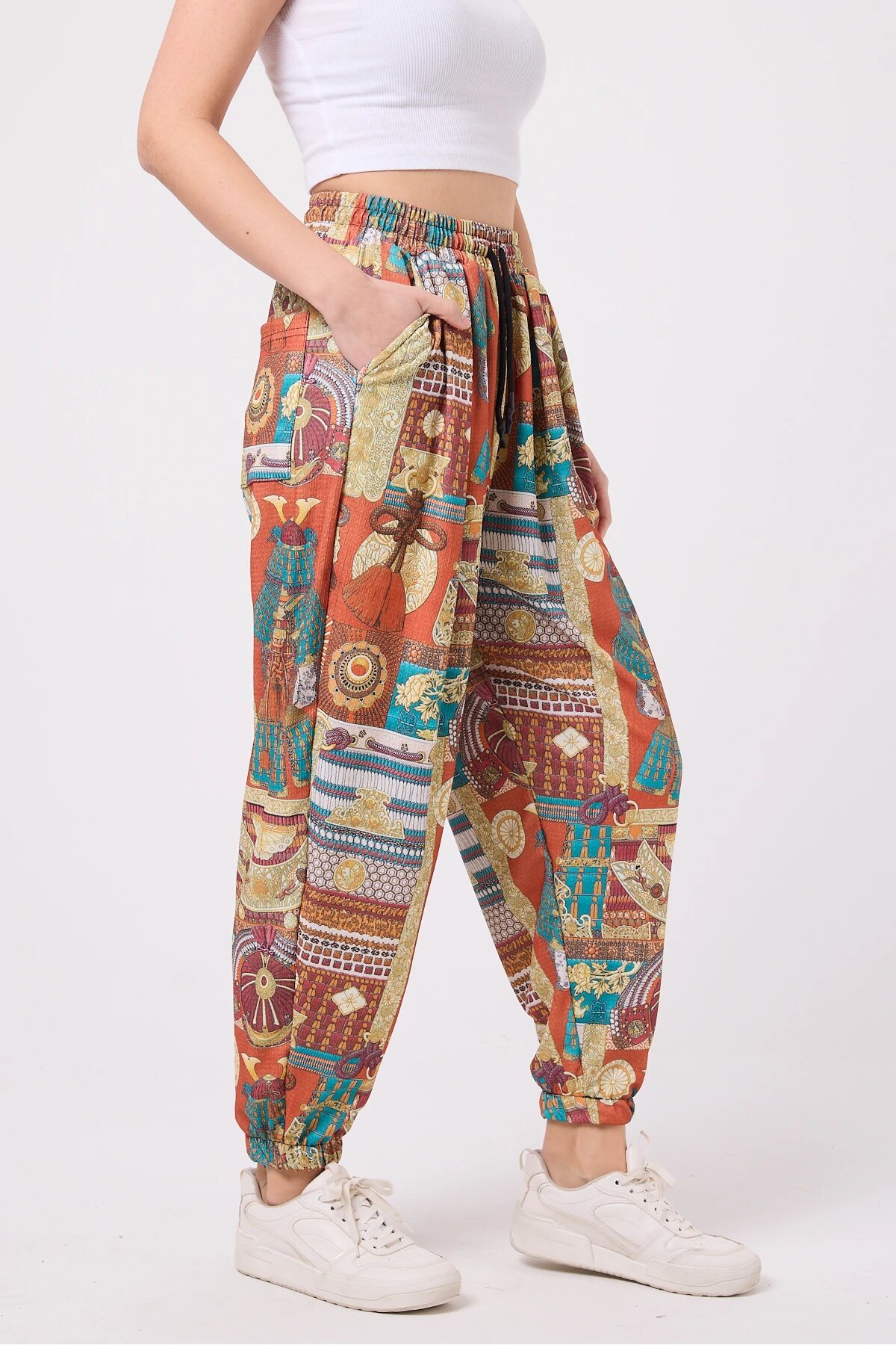 Sport Harem Printed Pants - Orange - MEXICO SUPERBLUE