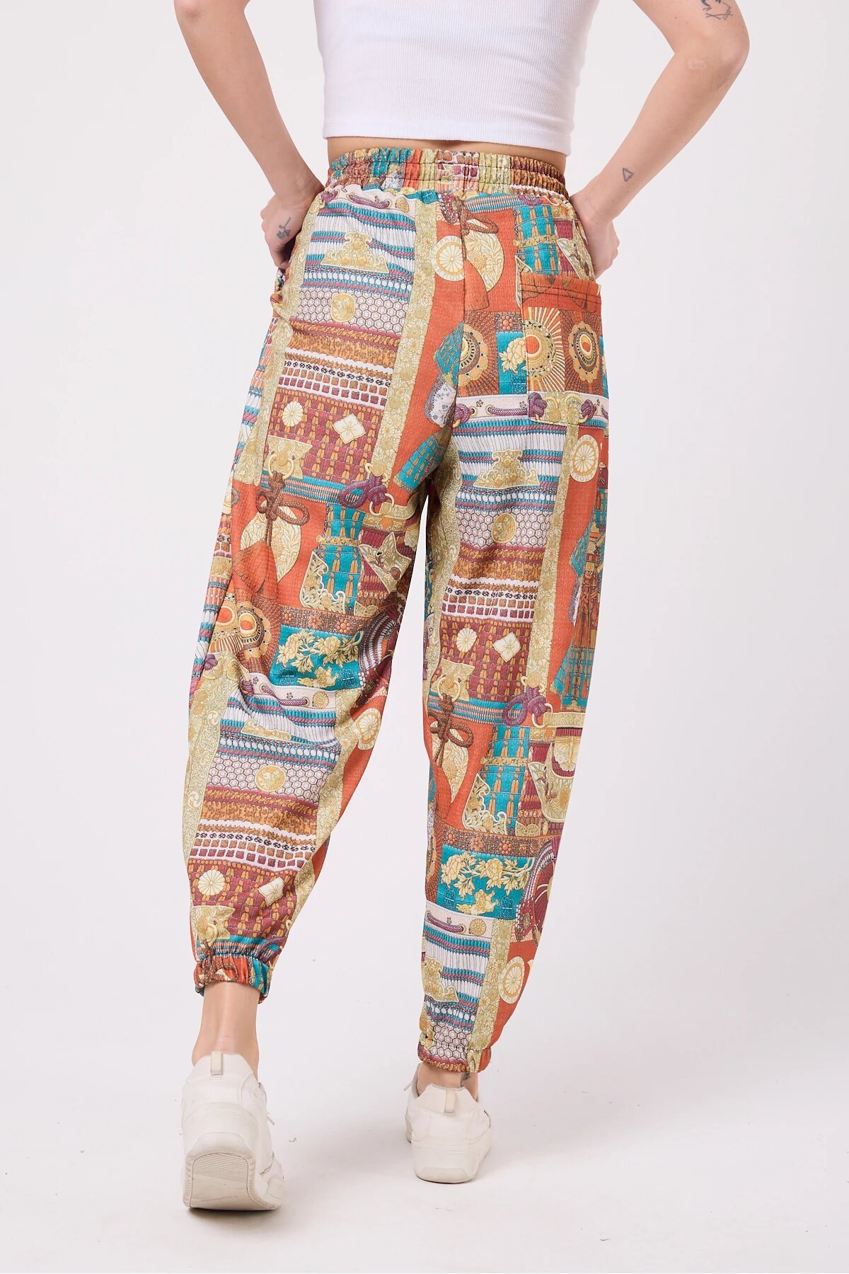Sport Harem Printed Pants - Orange - MEXICO SUPERBLUE