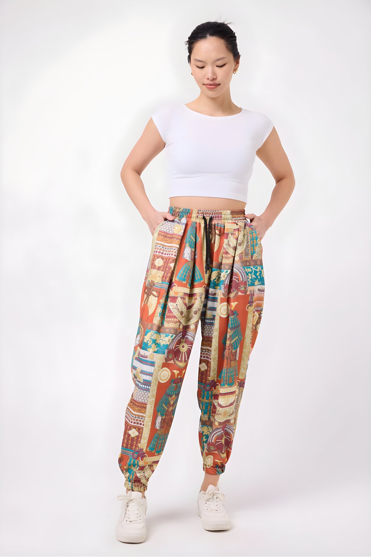 Sport Harem Printed Pants - Orange - MEXICO SUPERBLUE