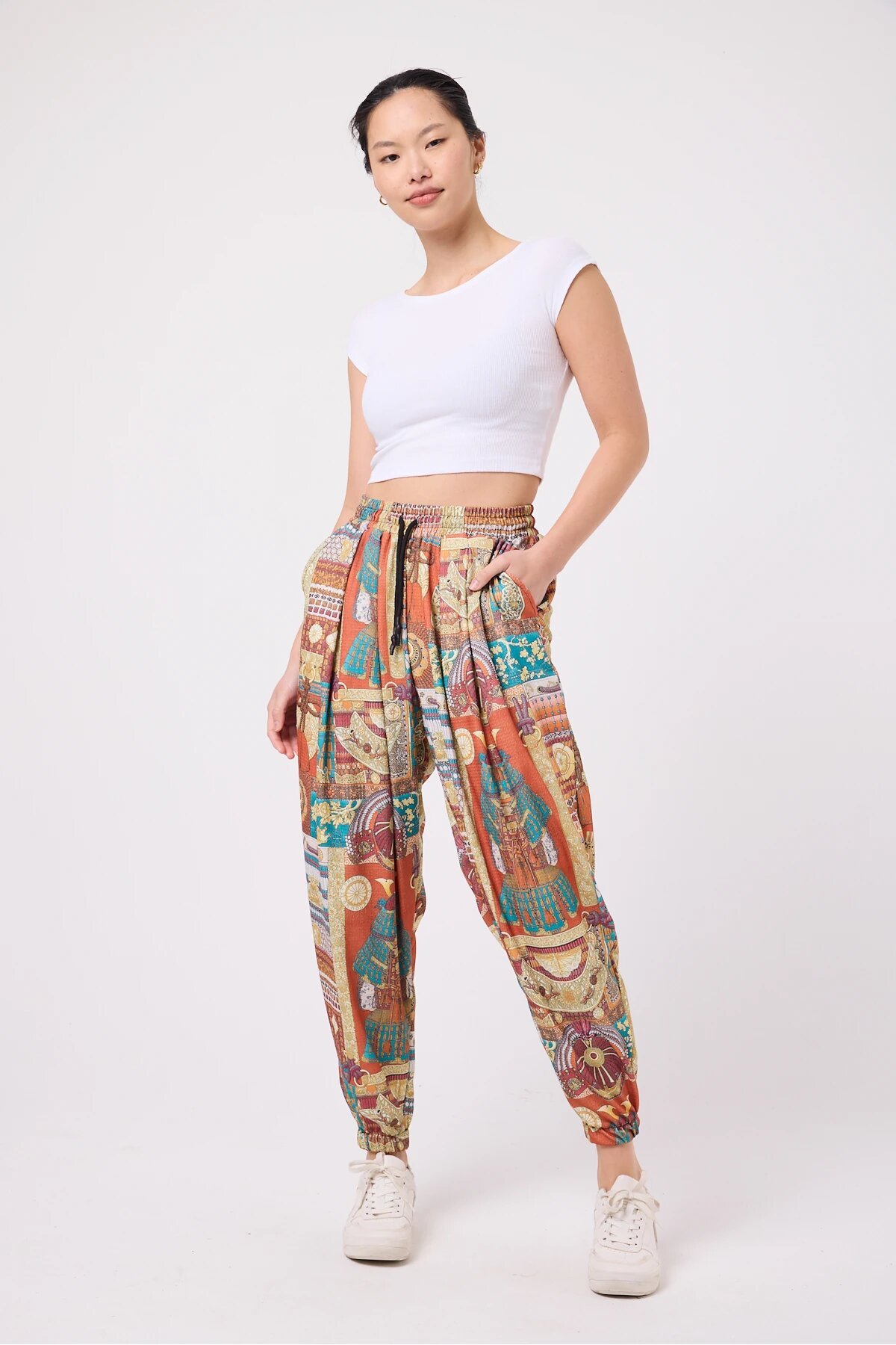 Sport Harem Printed Pants - Orange - MEXICO SUPERBLUE