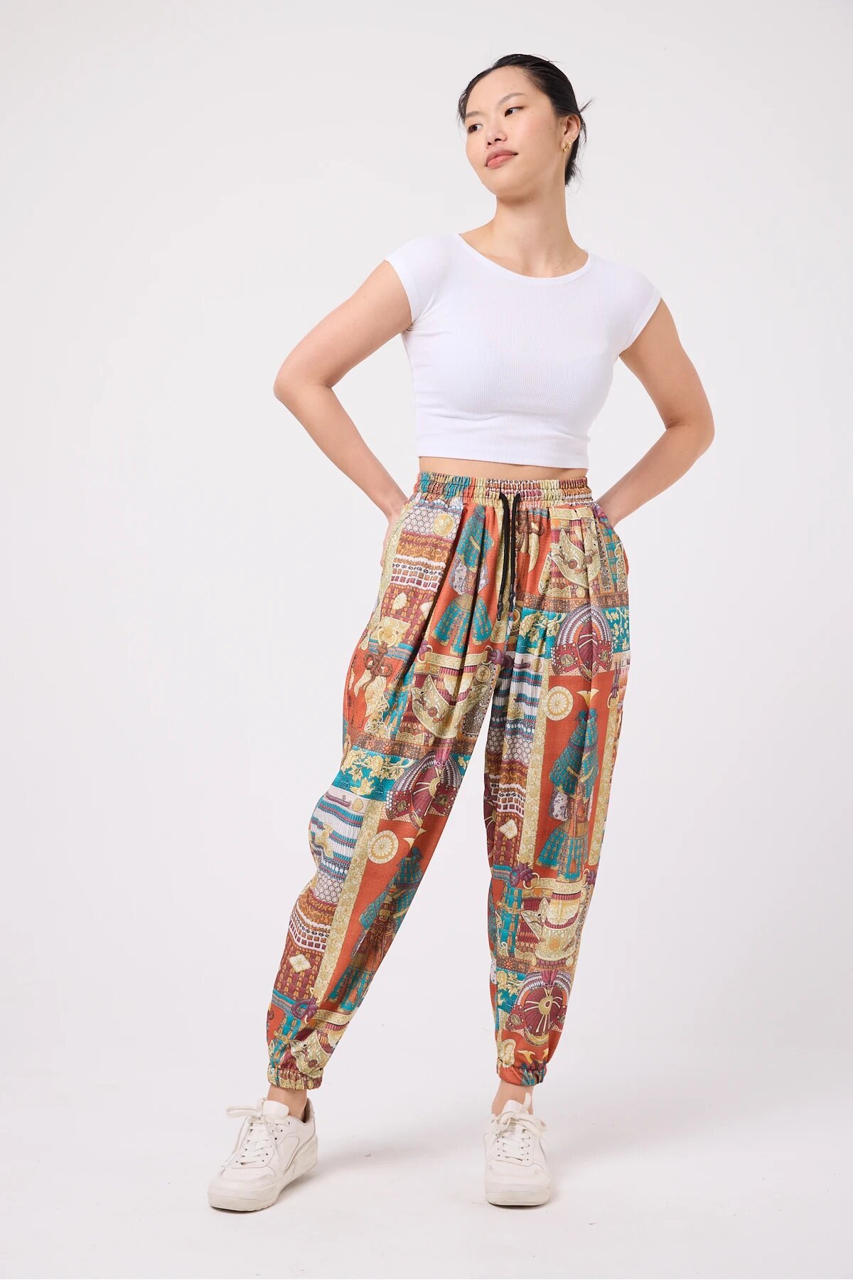 Sport Harem Printed Pants - Orange - MEXICO SUPERBLUE