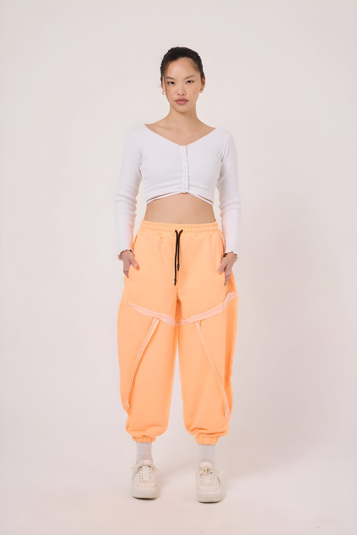 Sporty Harem Printed Pants - Orange - MEXICO SUPERBLUE