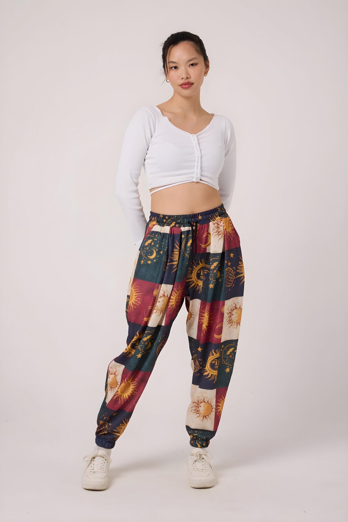 Harem Printed Crinkle Pants - Green - MEXICO SUPERBLUE