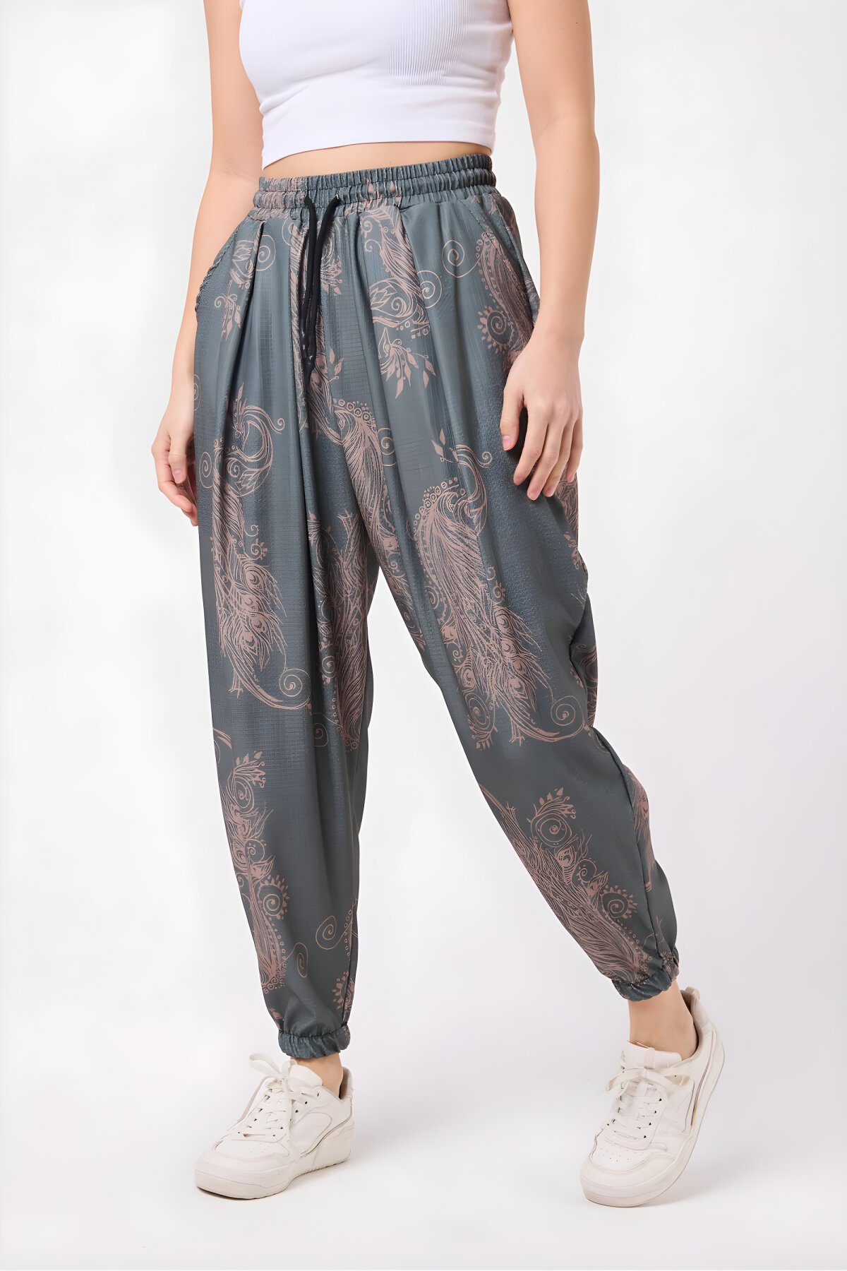 Street Style Sporty Harem Printed Pants - Green - MEXICO SUPERBLUE