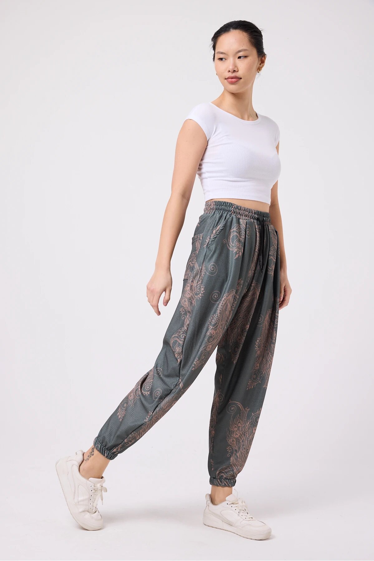 Street Style Sporty Harem Printed Pants - Green - MEXICO SUPERBLUE