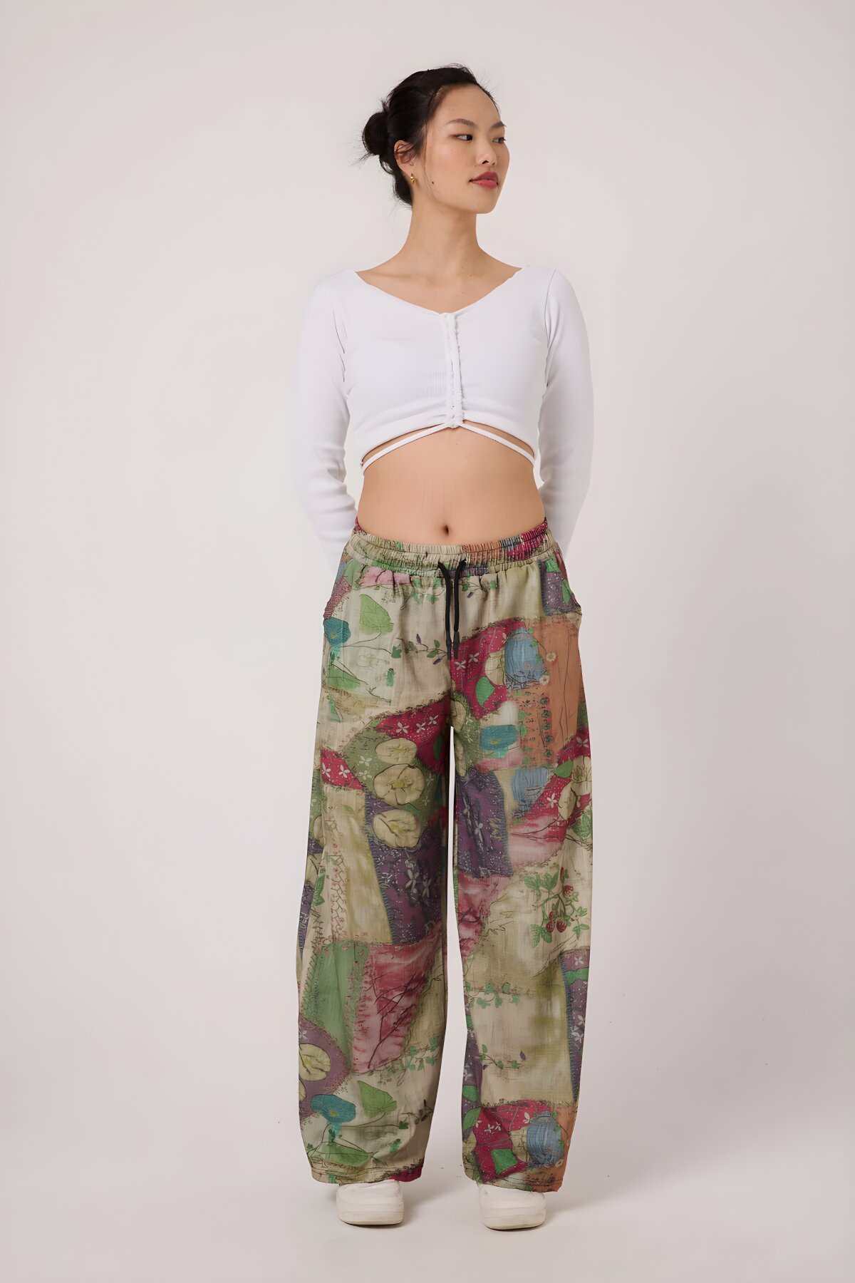 بنطلون رياضي فضفاض أخضر مطبوع قماش مجعد - MEXICO SUPERBLUE