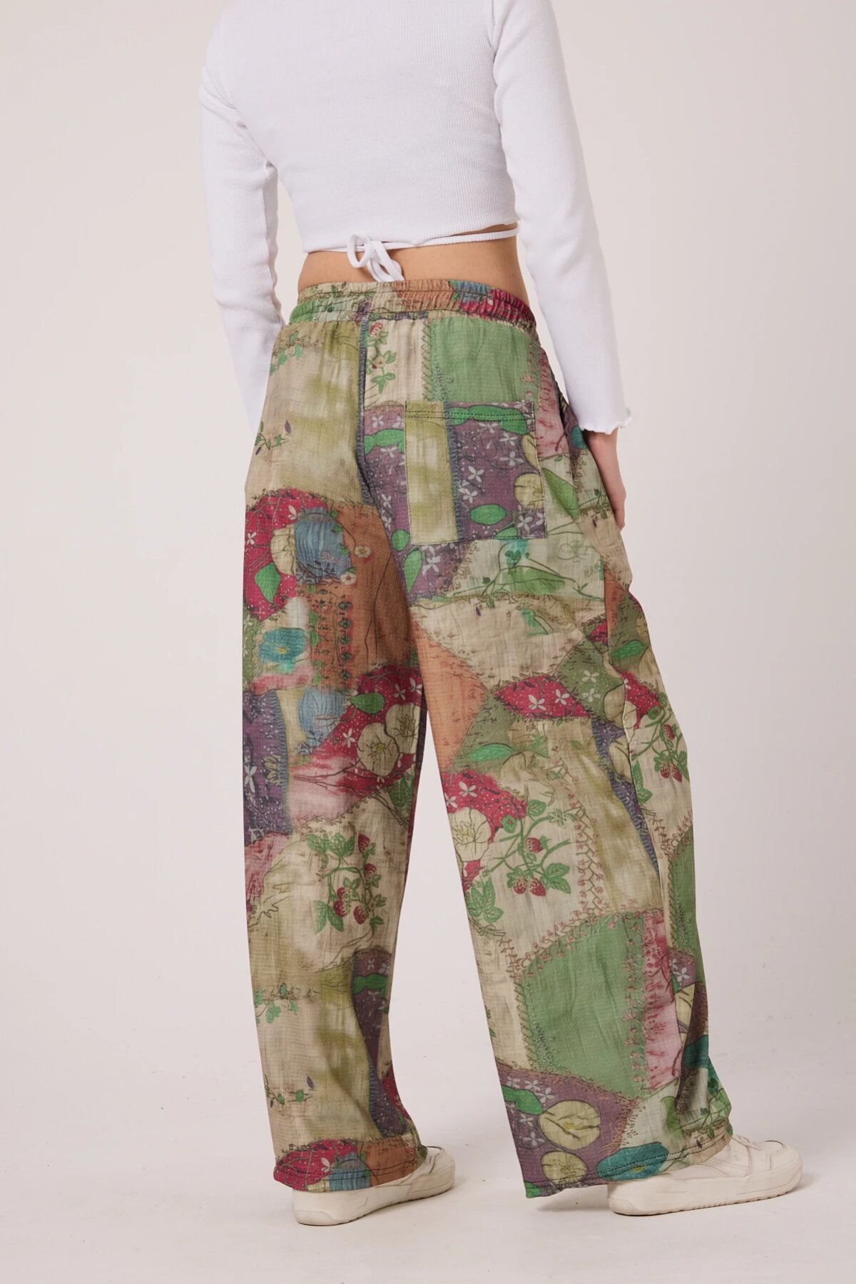 Baggy Sporty Printed Crinkle Pants - Green - MEXICO SUPERBLUE