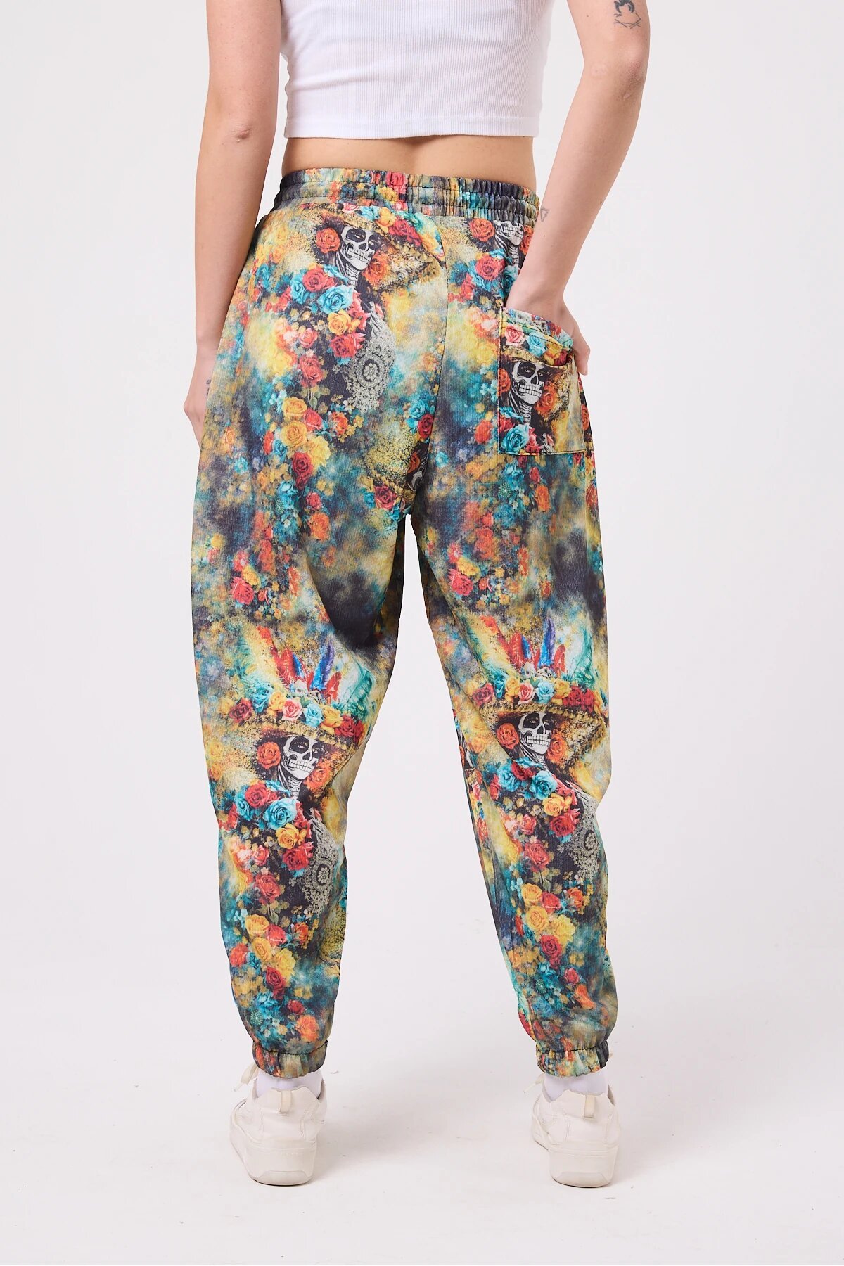 Sporty Shalwar Printed Seersucker Pants - Green - MEXICO SUPERBLUE