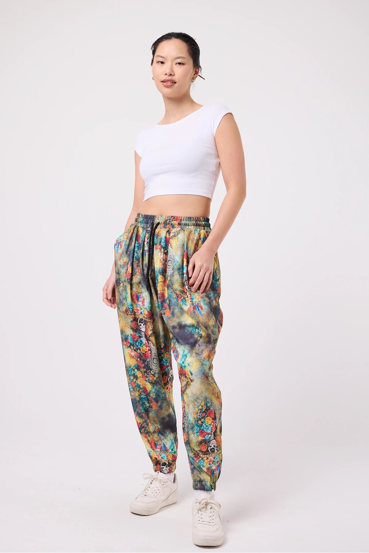 Sporty Shalwar Printed Seersucker Pants - Green - MEXICO SUPERBLUE