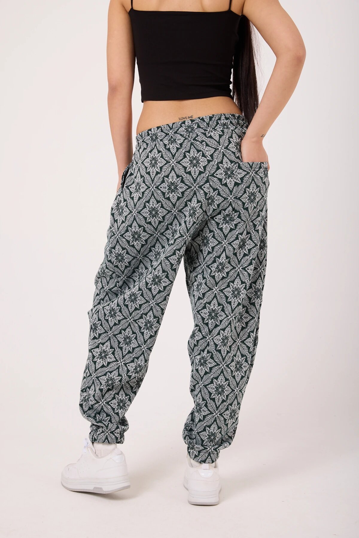 Sporty Harem Printed Pants - Green - MEXICO SUPERBLUE