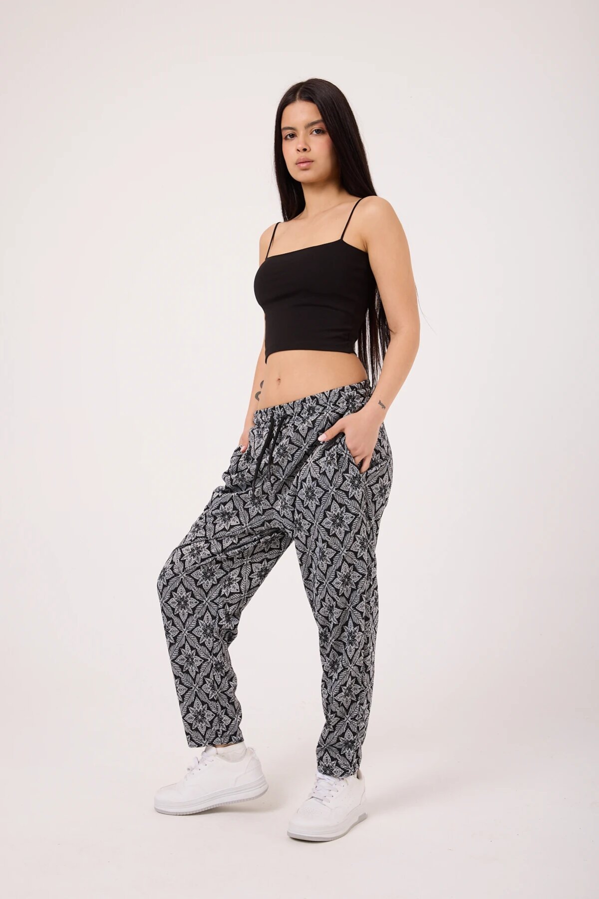 Sporty Harem Printed Pants - Green - MEXICO SUPERBLUE