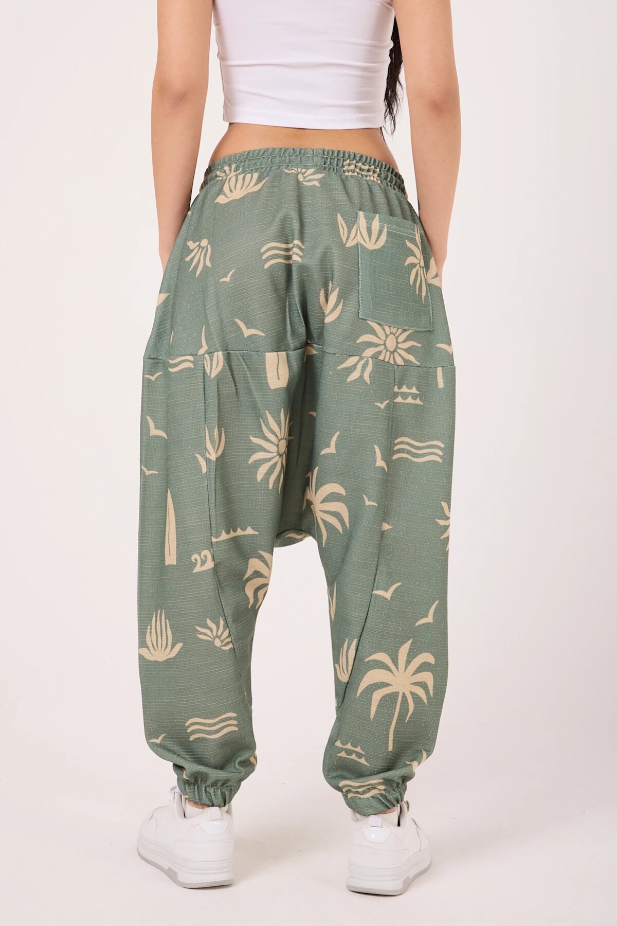 Sporty Striped Harem Pants - Green - MEXICO SUPERBLUE