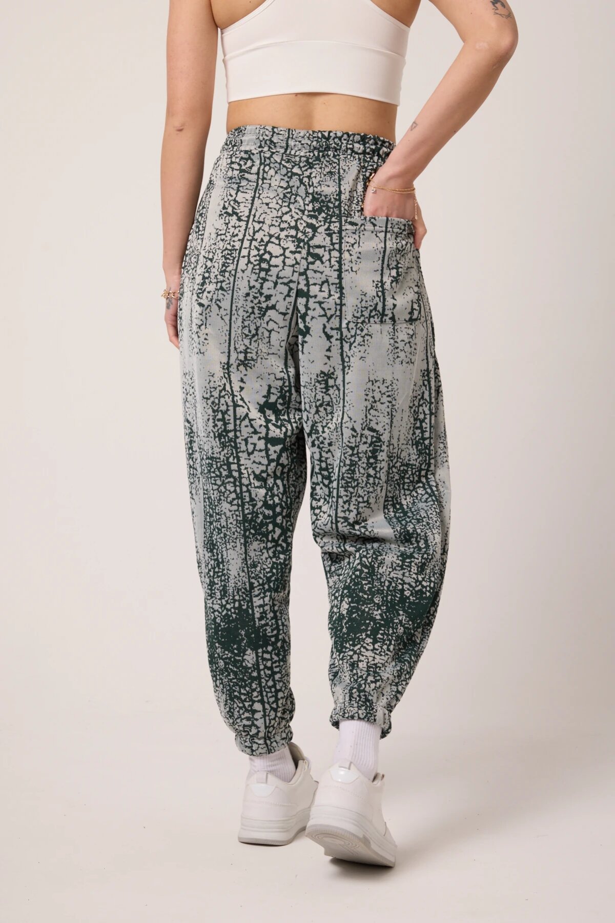 Sporty Jacquard Harem Pants - Green - MEXICO SUPERBLUE