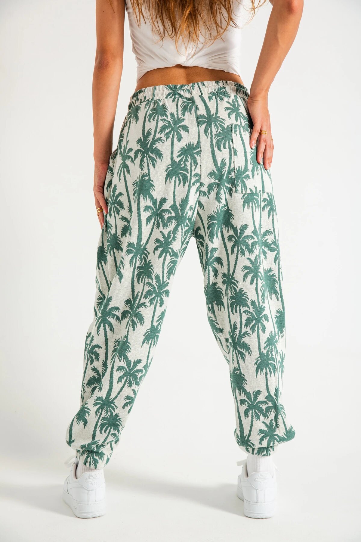 Harem Palm Patterned Pleated Pants - Green - MEXICO SUPERBLUE