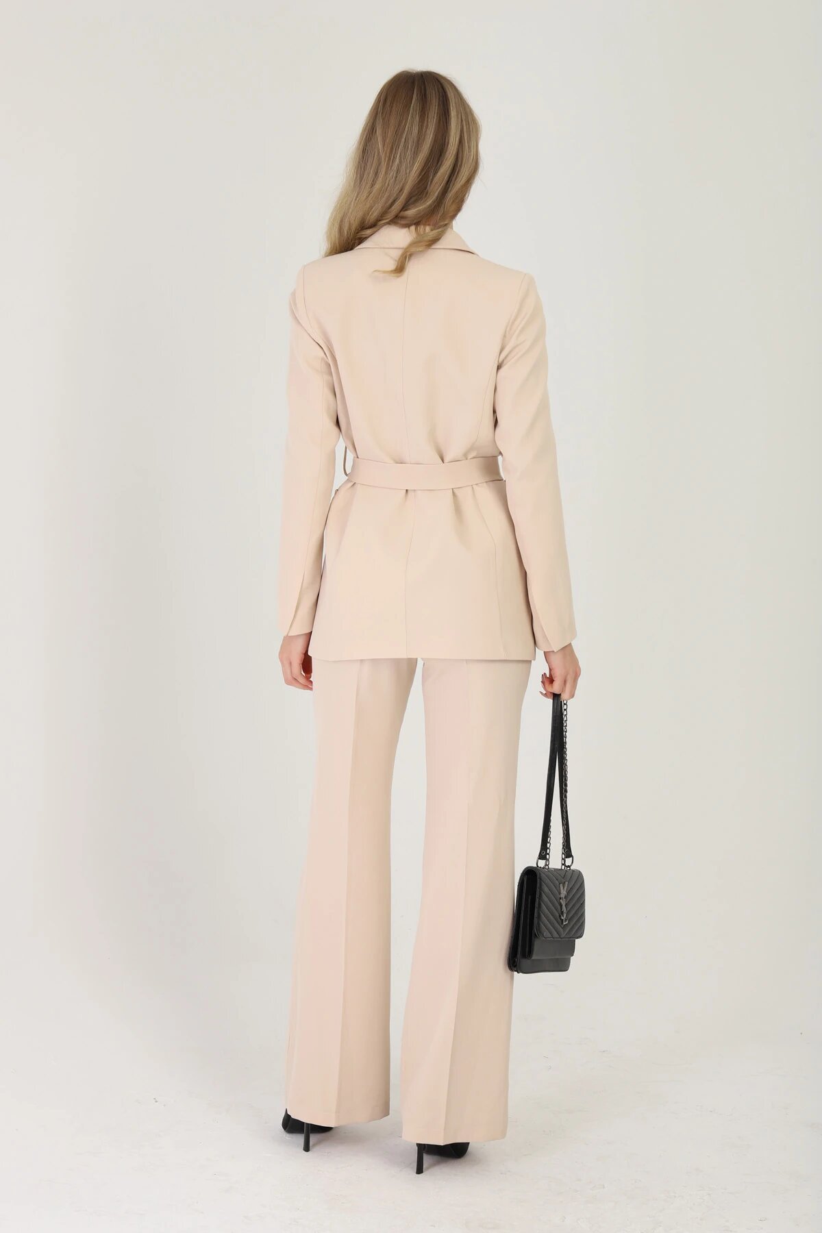 Belted Two-Piece Set - Beige - Milamia