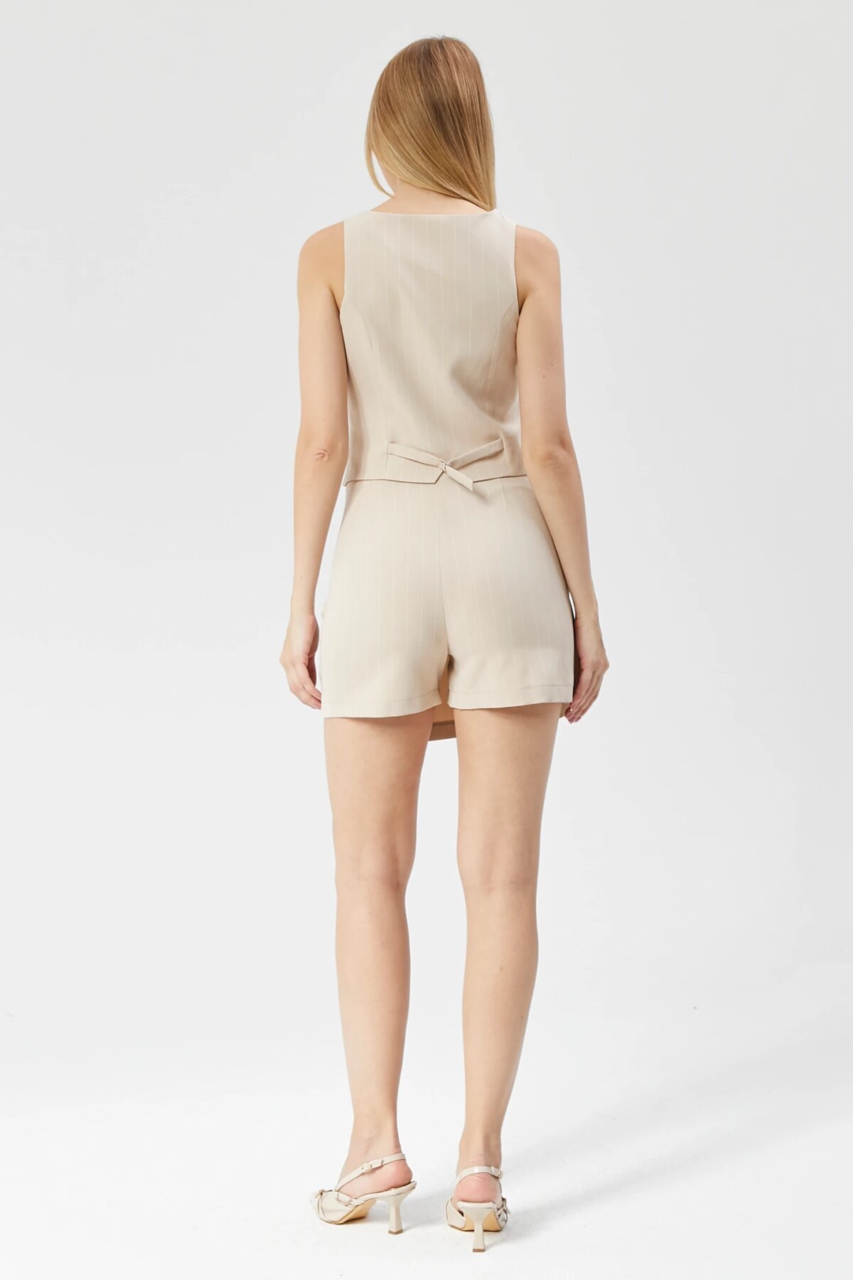 Mini Striped Skort - Beige - Milamia