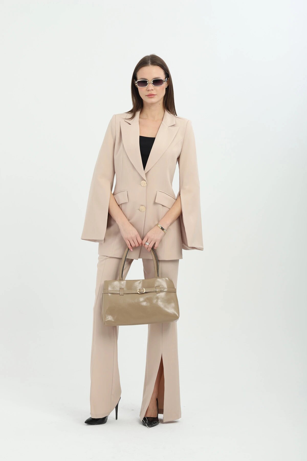 Blazer Two-Piece Set - Beige - Milamia