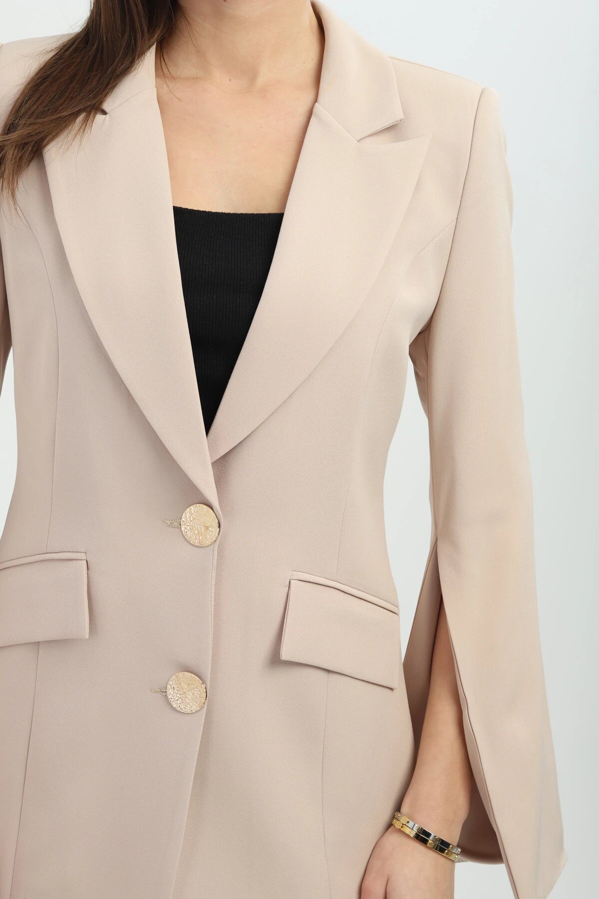 Blazer Two-Piece Set - Beige - Milamia