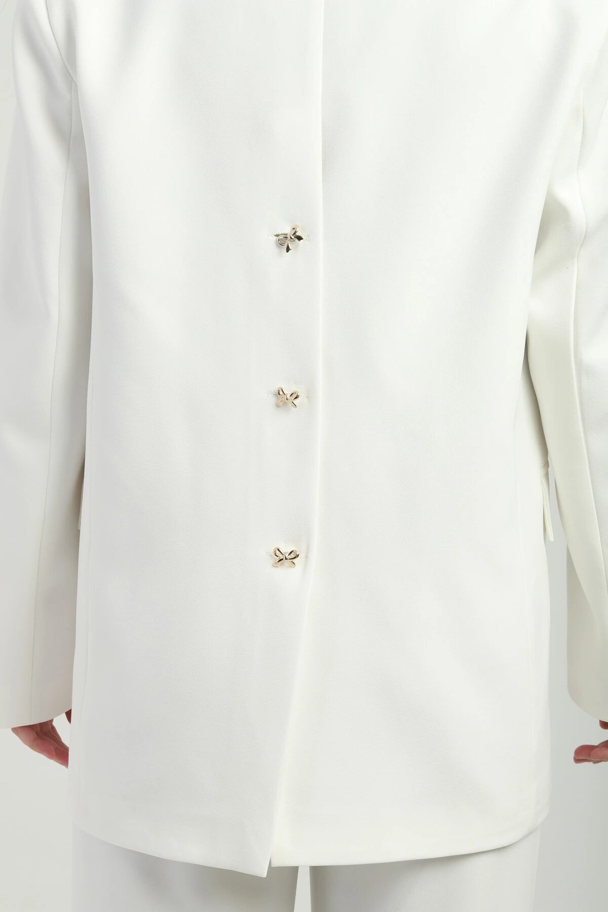 Double Breasted Button Detail Suit - White - Milamia