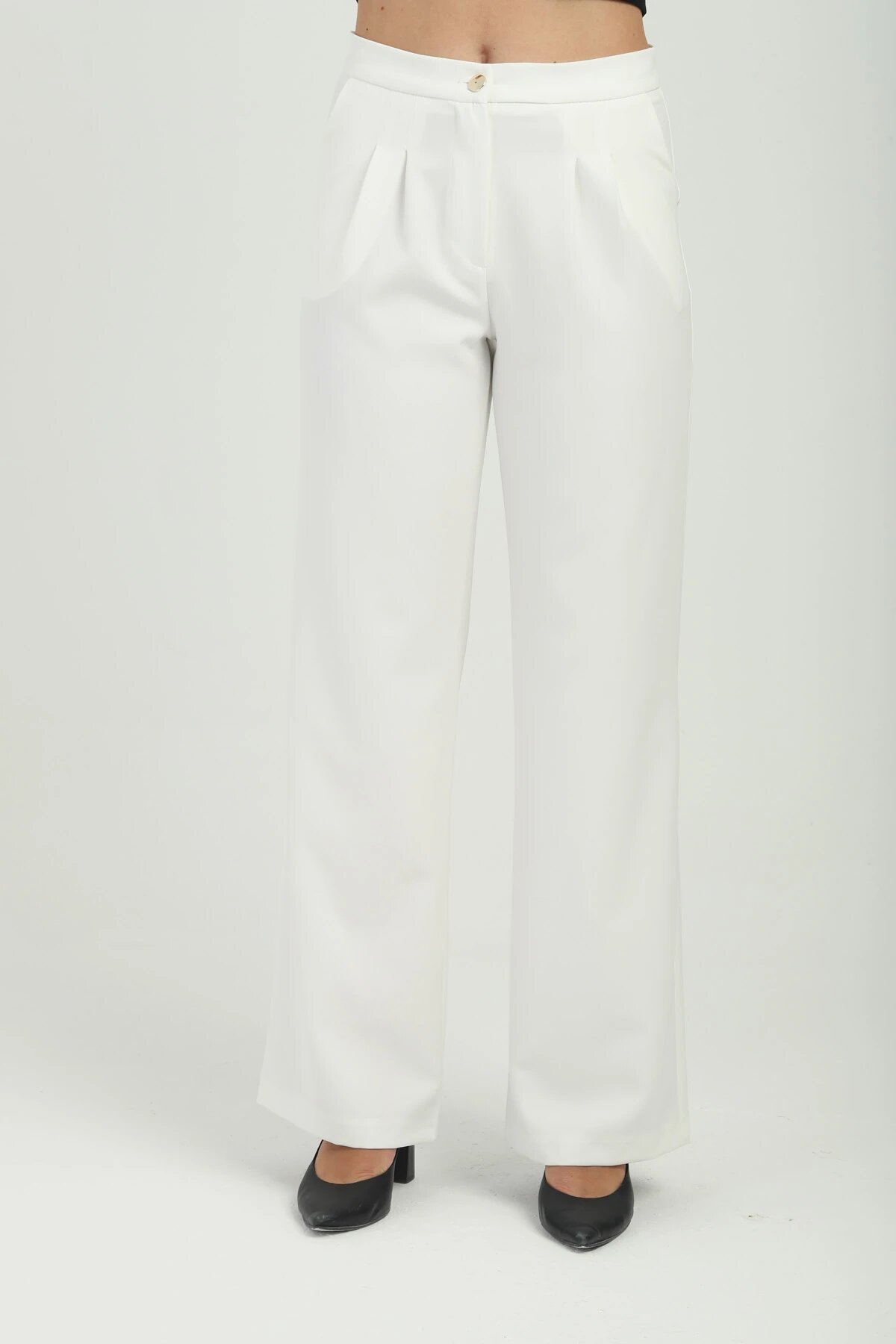 Double Breasted Button Detail Suit - White - Milamia