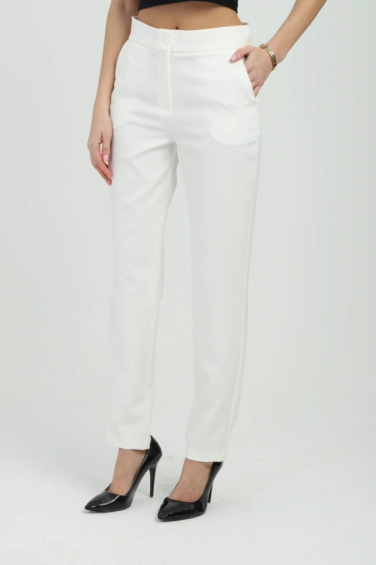 High Waisted Pants - White - Milamia