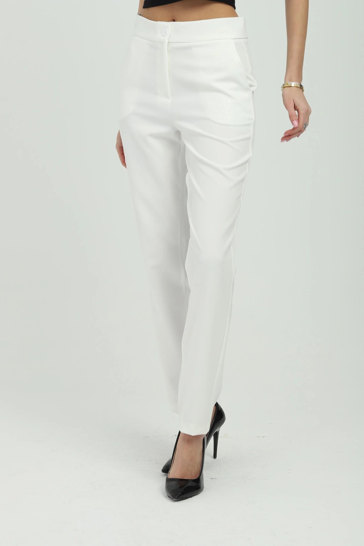 High Waisted Pants - White - Milamia