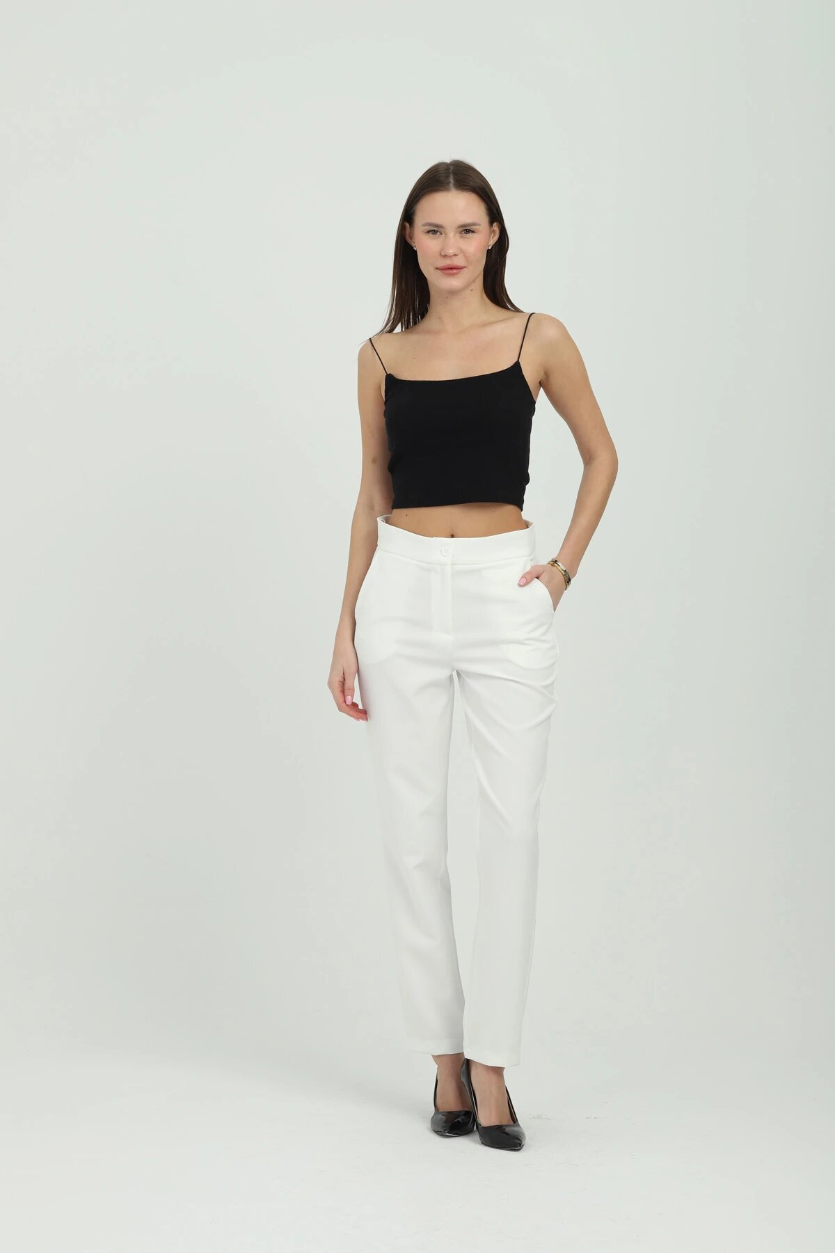 High Waisted Pants - White - Milamia