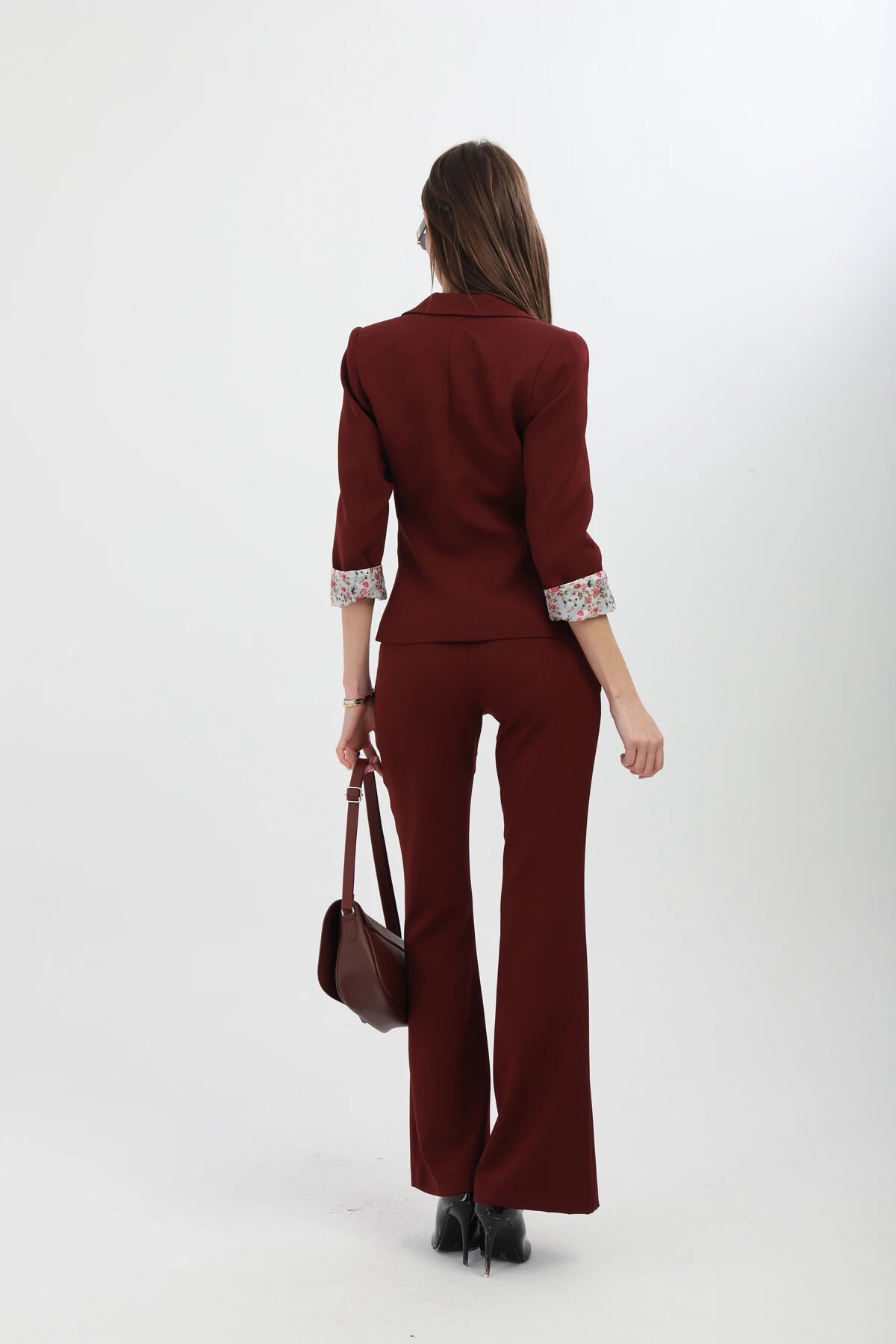 Flared Leg Two-Piece Set - Burgundy - Milamia