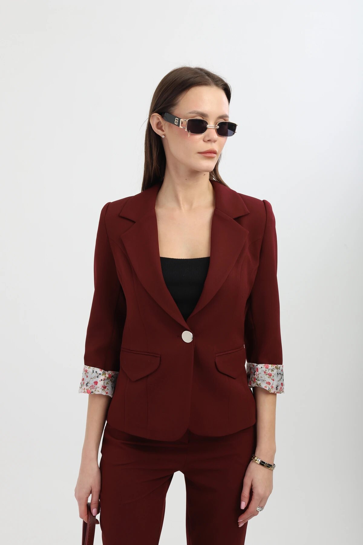 Flared Leg Two-Piece Set - Burgundy - Milamia