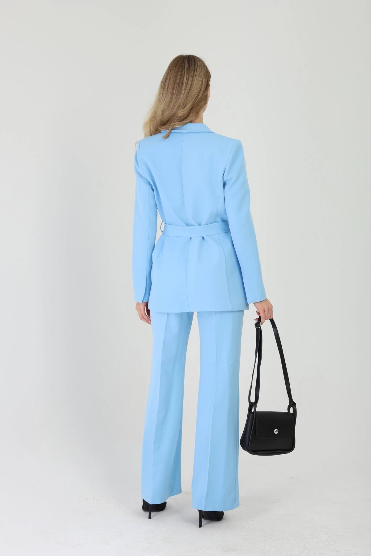 Two-piece Belted Set - Blue - Milamia