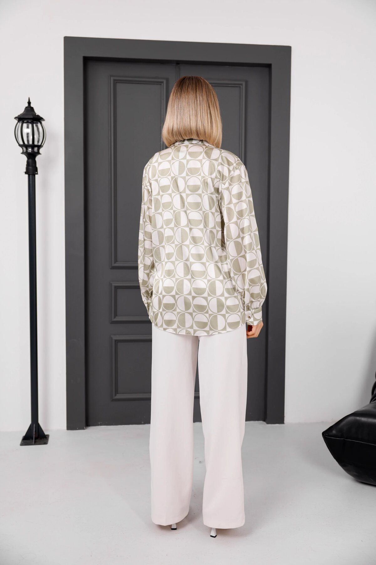 Digital Print Satin Shirt - Mint - Milamia