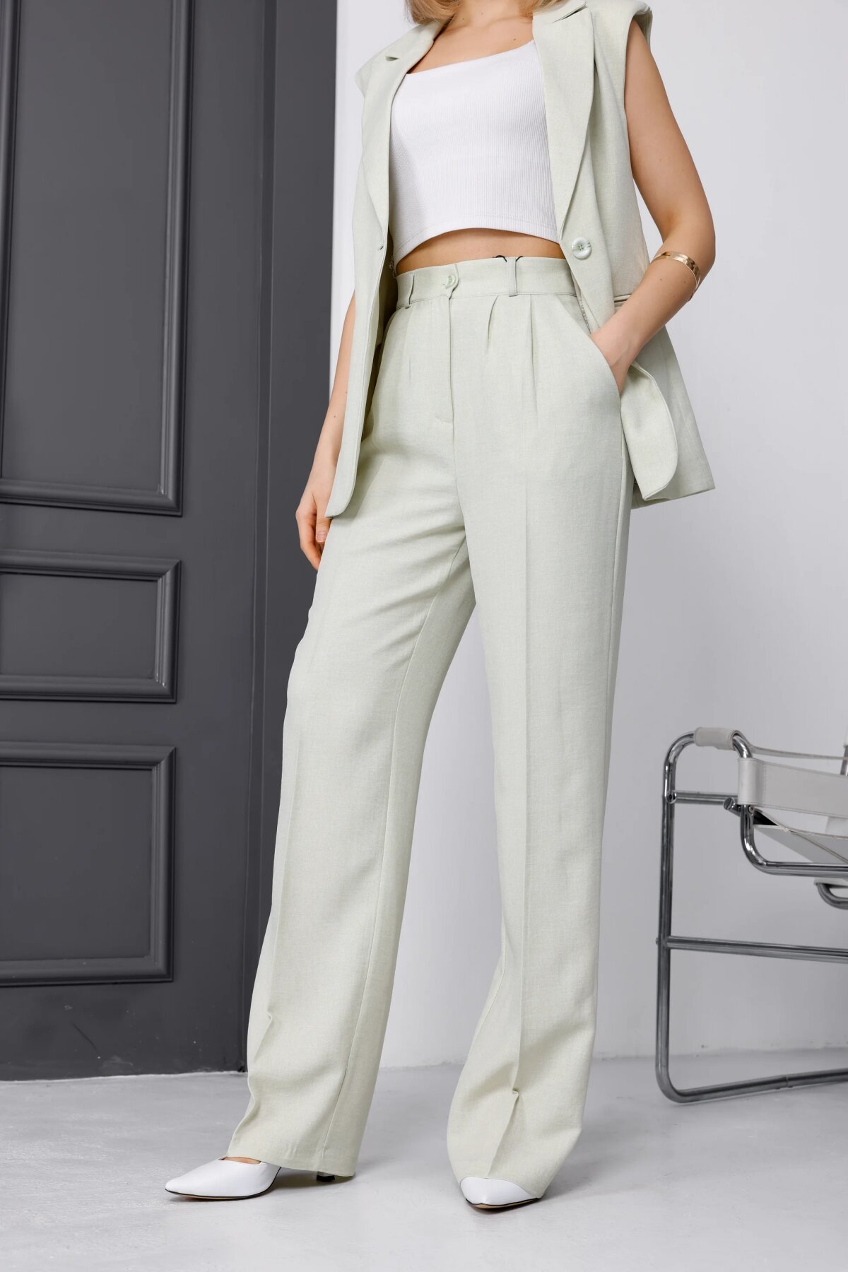 Vest Two-Piece Set - Mint - Milamia
