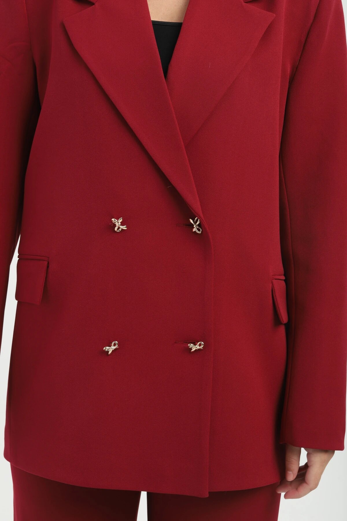 Double-Breasted Button Detail Set - Pomegranate Flower - Milamia
