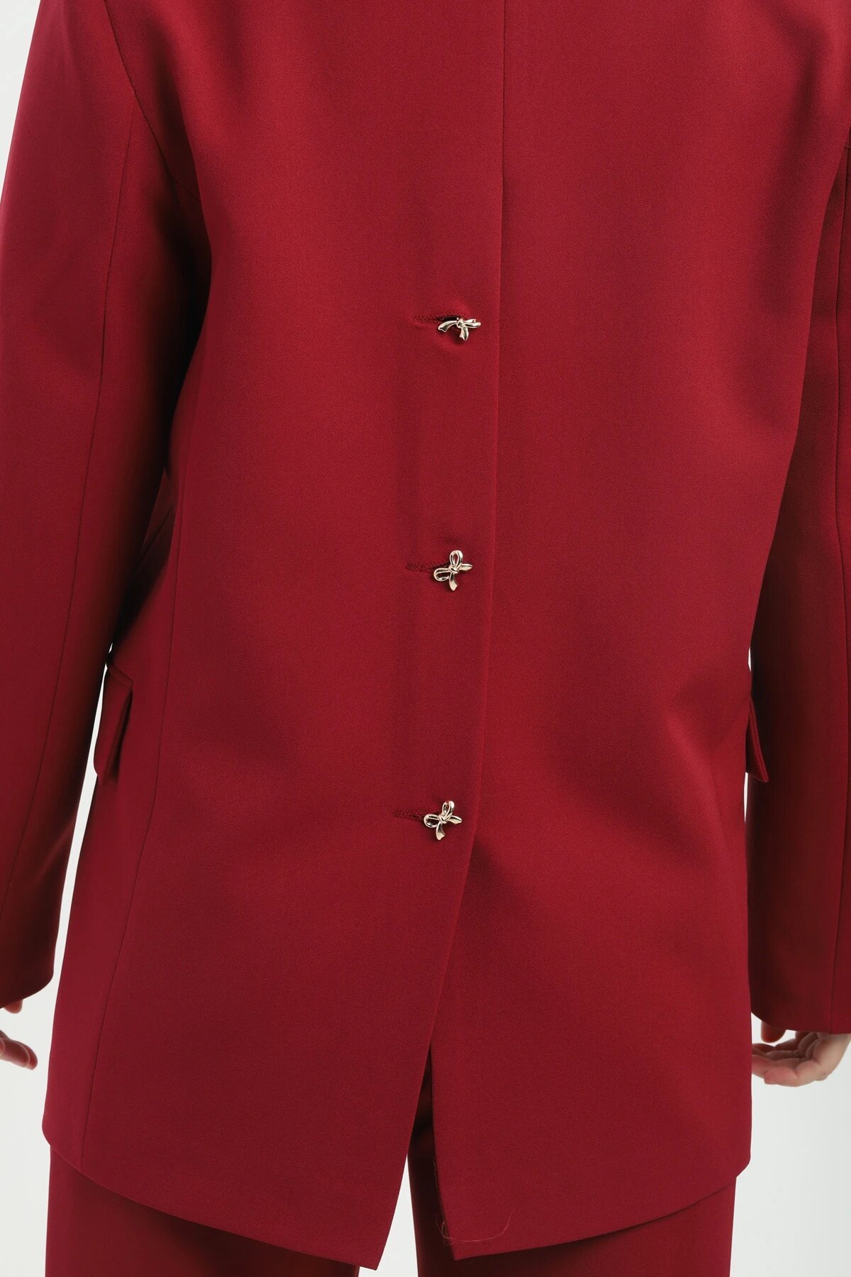 Double-Breasted Button Detail Set - Pomegranate Flower - Milamia