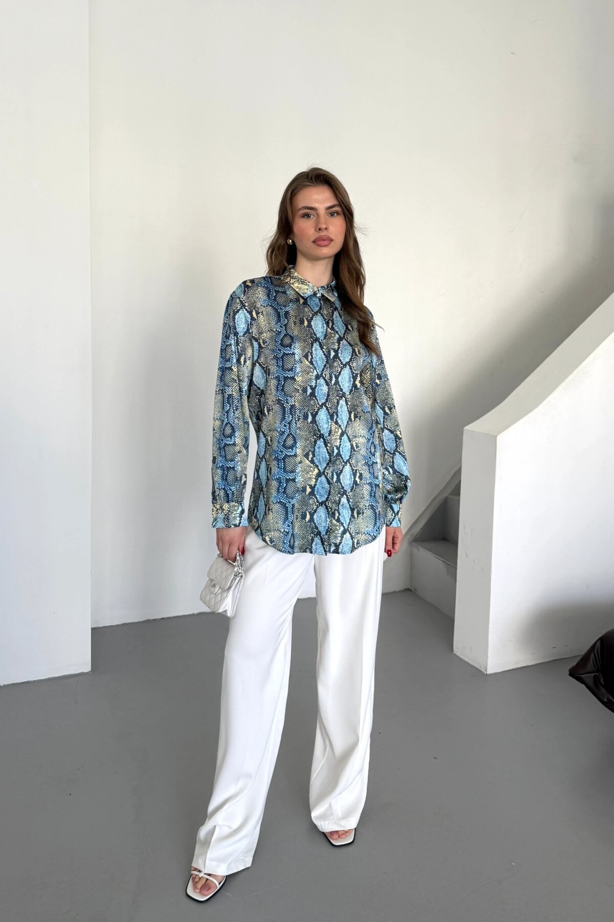 Digital Print Satin Shirt - Yellow - Milamia