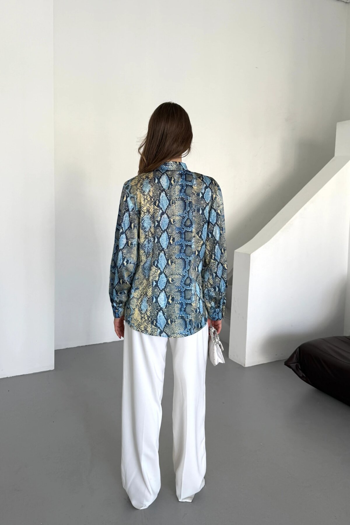 Digital Print Satin Shirt - Yellow - Milamia