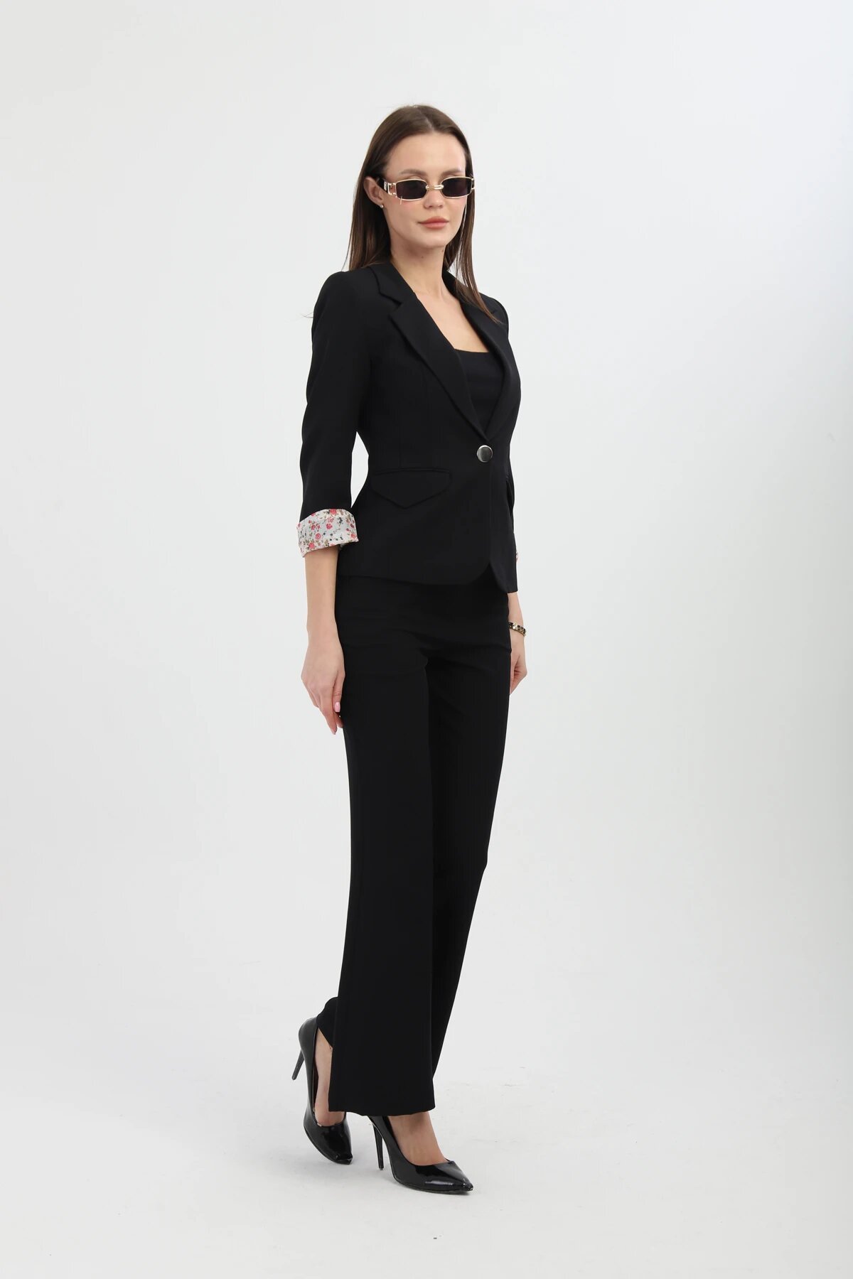 Flared Leg Two-piece Set - Black - Milamia