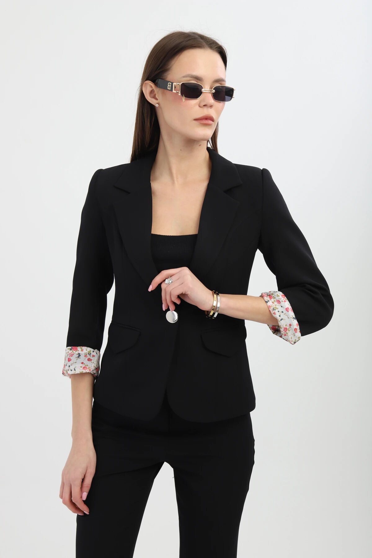 Flared Leg Two-piece Set - Black - Milamia