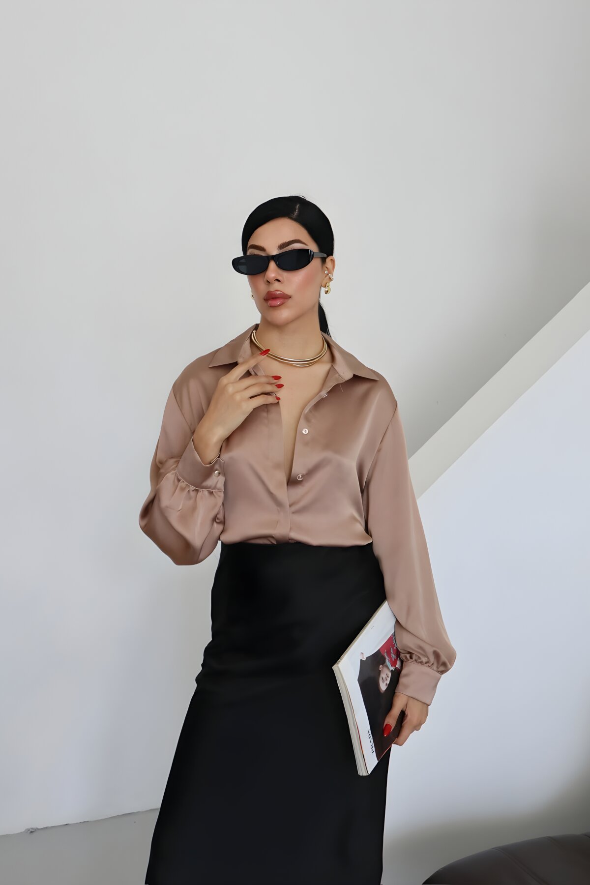 قميص كلاسيكي فيزيون بياقة ساتان - Milamia