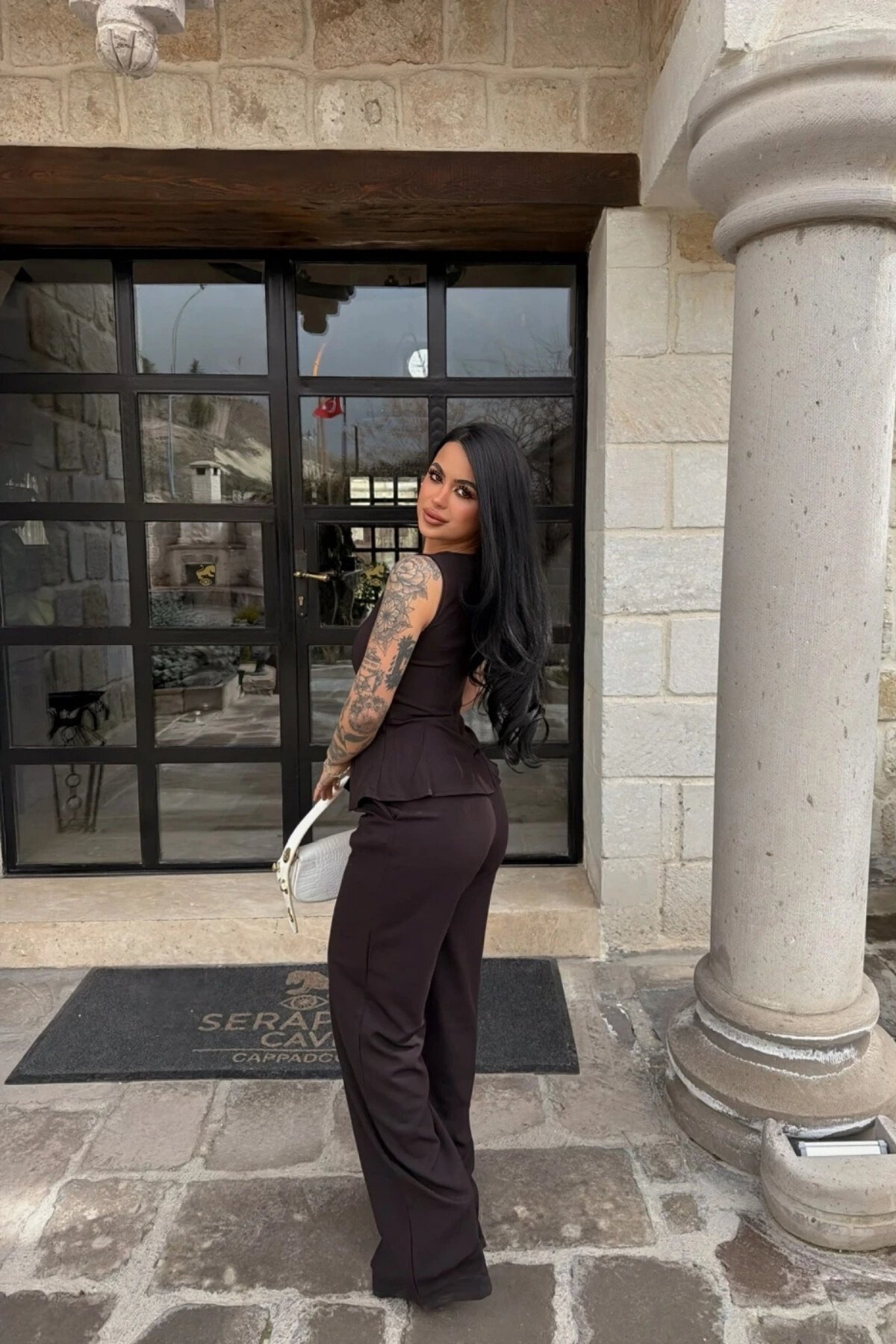 Sleeveless Fitted Two-Piece Set - Brown - MOZENA