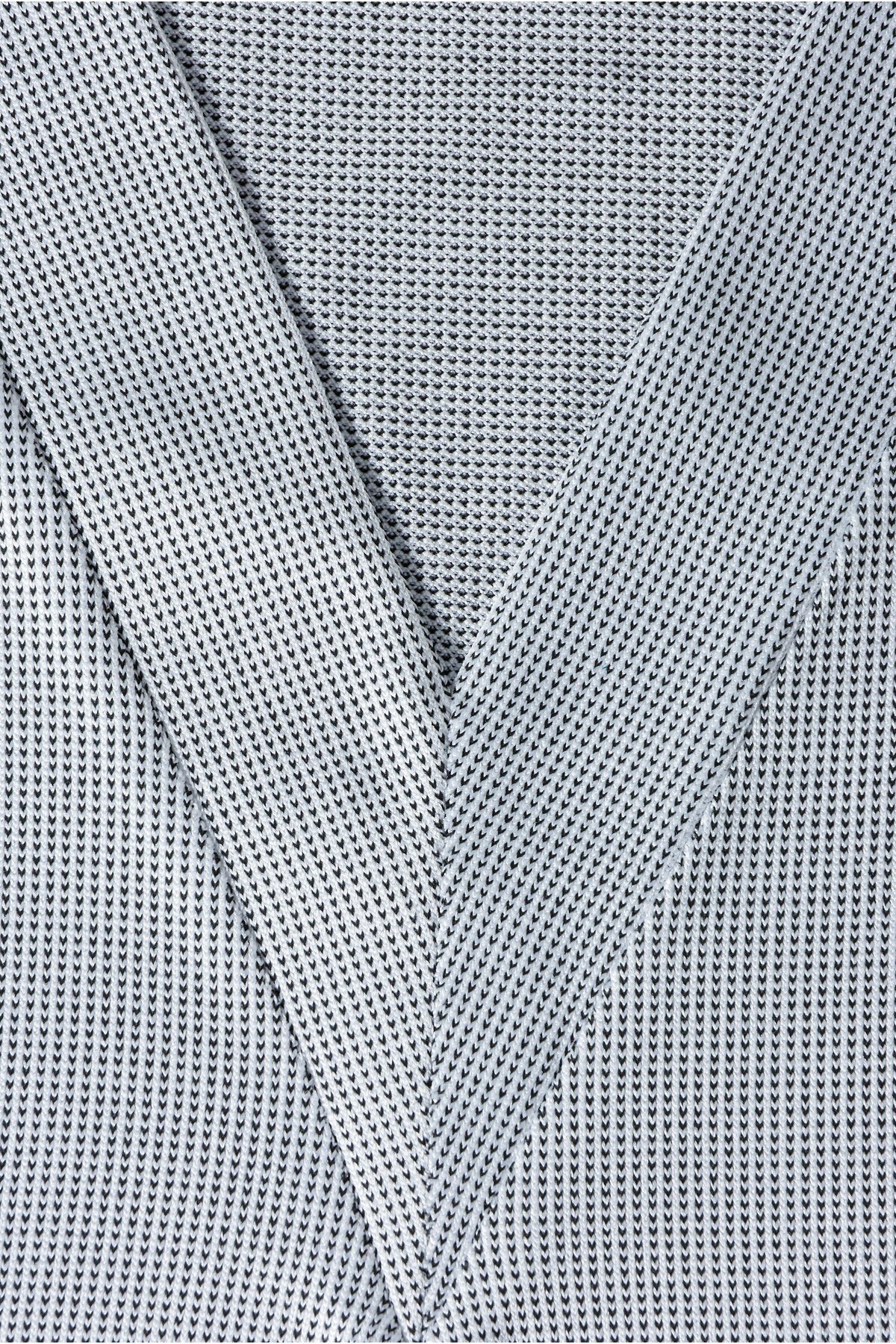 Long Sleeve V-Neck Fine Textured Blouse - Grey - Pasaklı Giyim