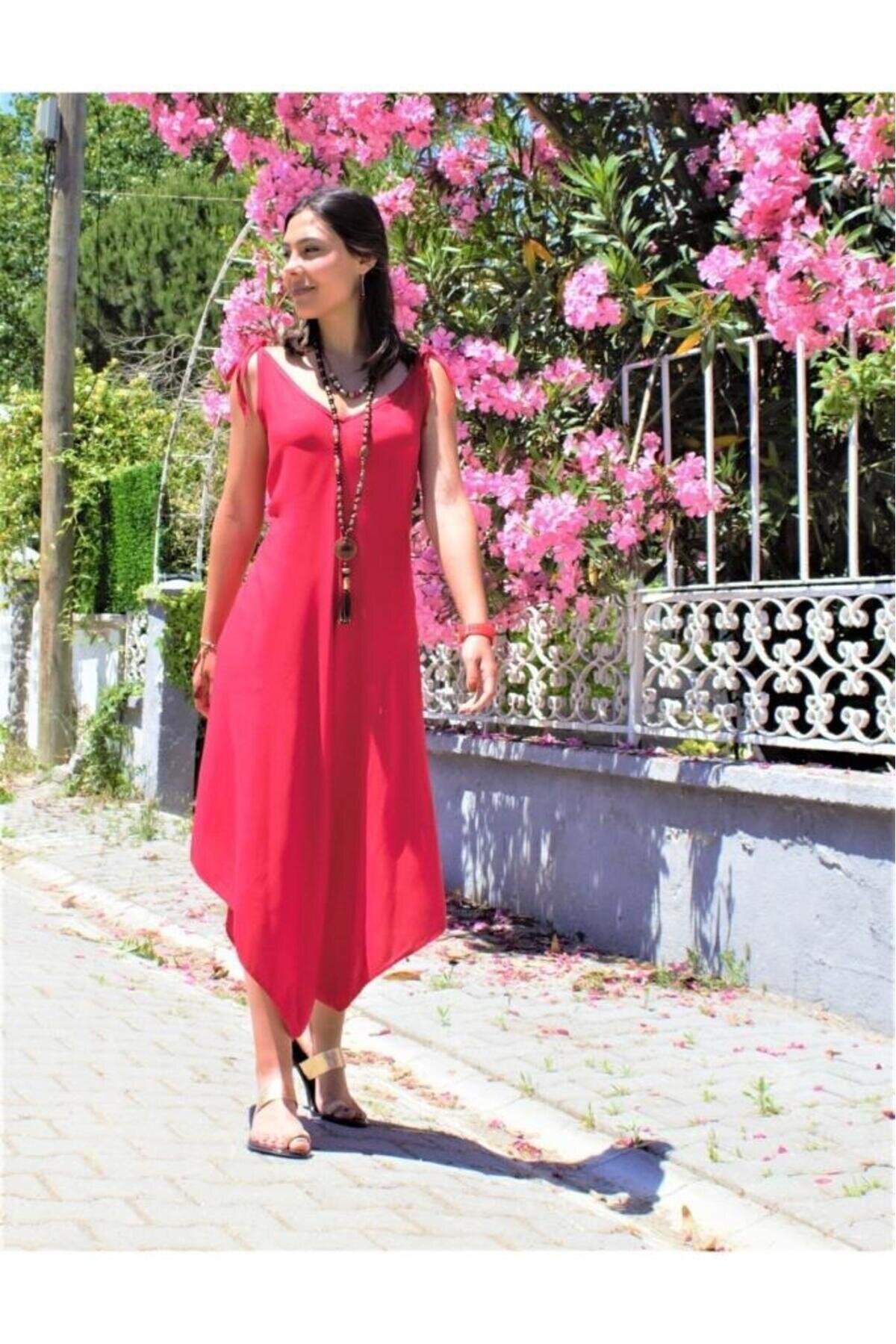 Loose Asymmetric Pocket Culotte Jumpsuit - Red - Pasaklı Giyim