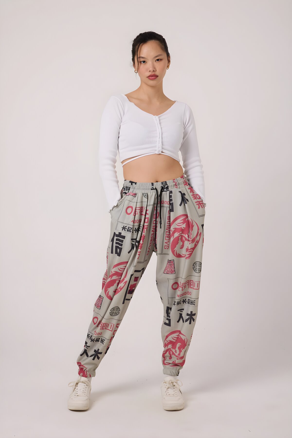 بنطلون شروال رياضي بيج مطبوع بورومجوك - Superbluemexico